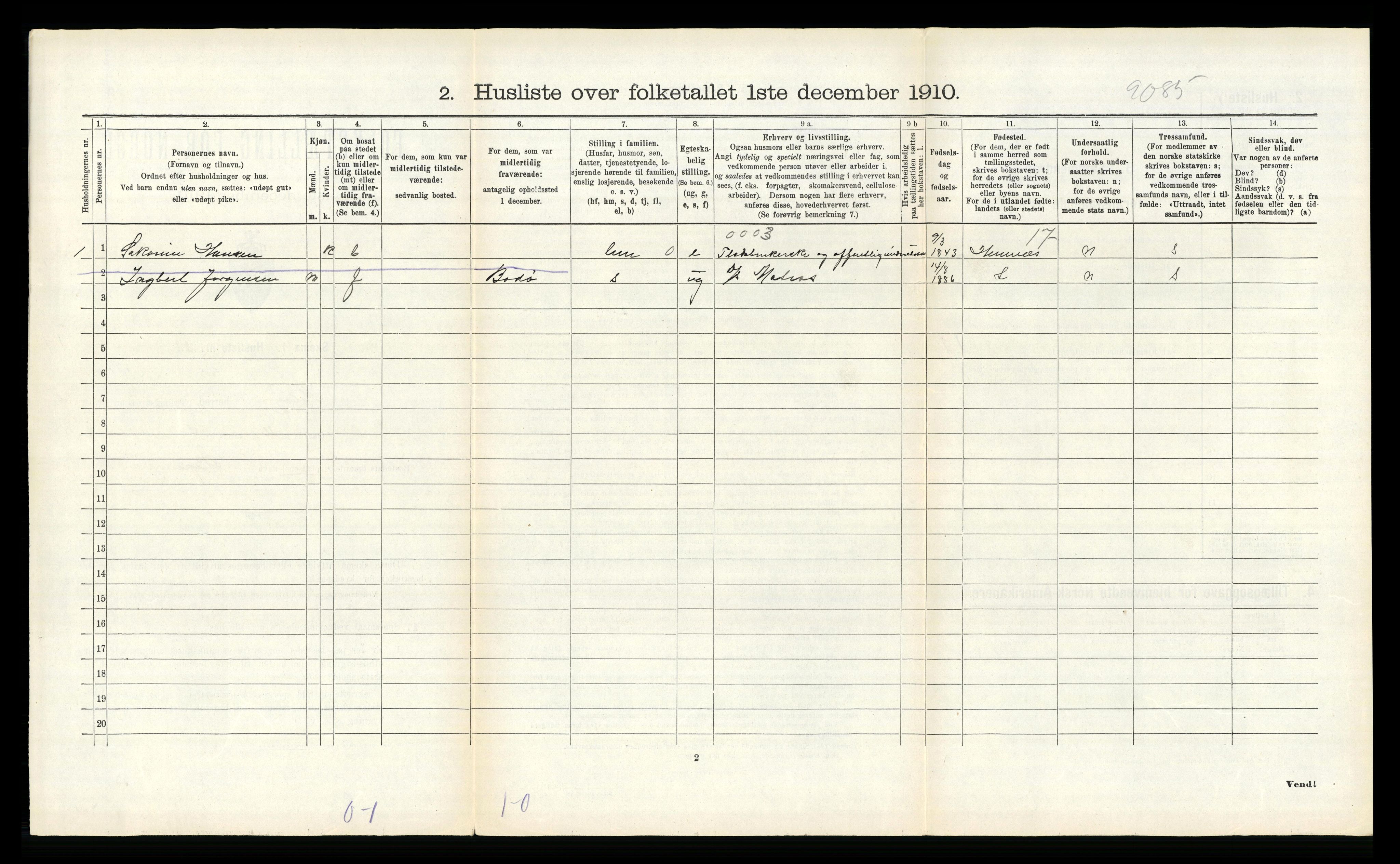 RA, 1910 census for Meløy, 1910, p. 435