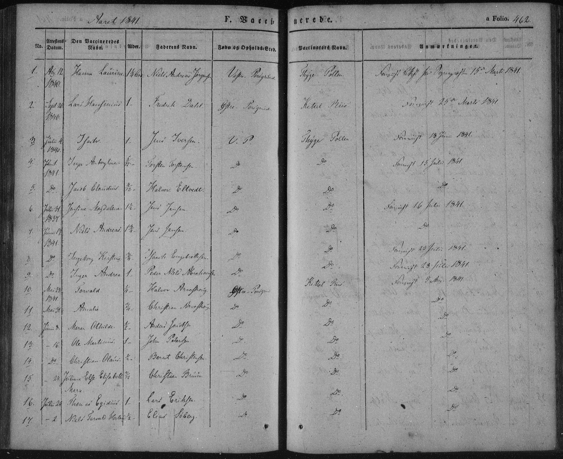 Porsgrunn kirkebøker , SAKO/A-104/F/Fa/L0006: Parish register (official) no. 6, 1841-1857, p. 462