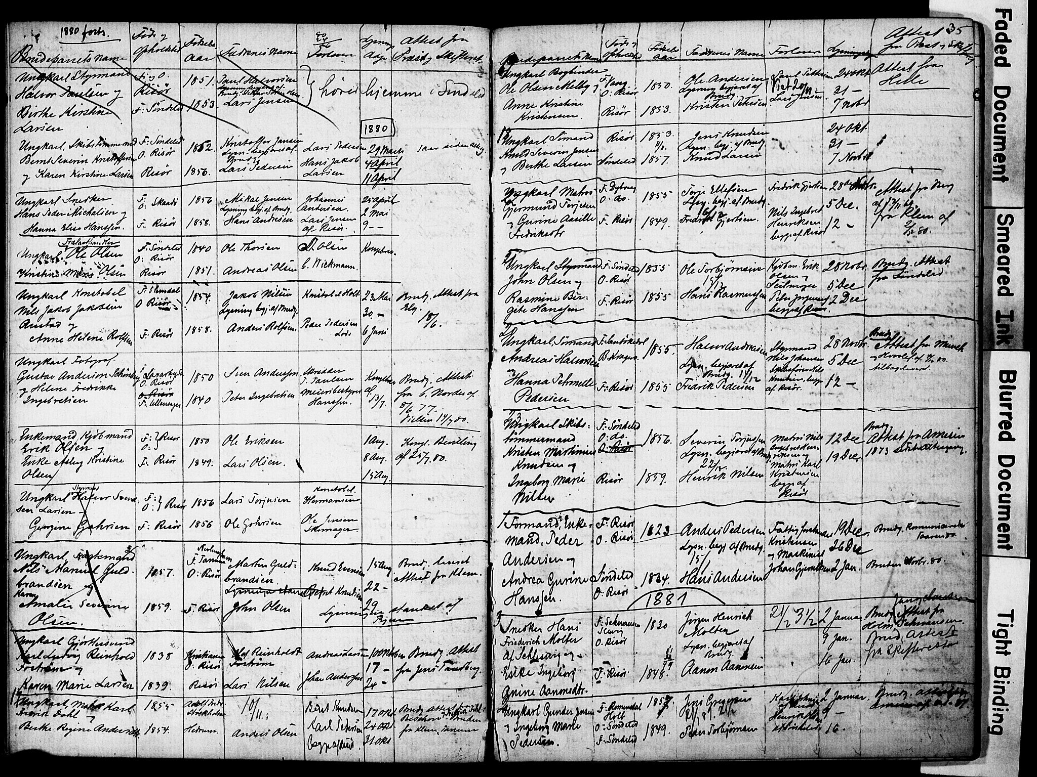 Risør sokneprestkontor, AV/SAK-1111-0035/F/Fe/L0002: Banns register no. A VI 2, 1875-1881, p. 35
