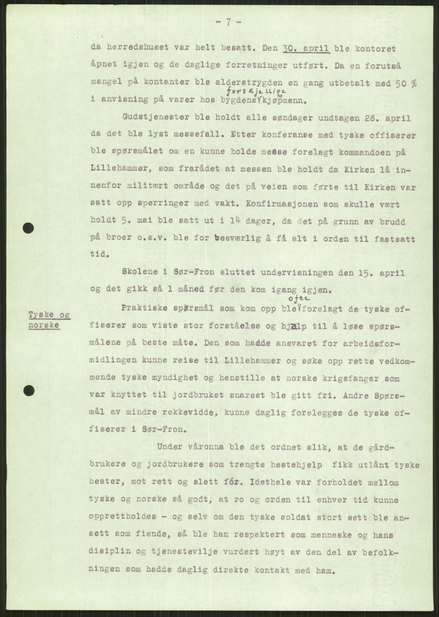 Forsvaret, Forsvarets krigshistoriske avdeling, AV/RA-RAFA-2017/Y/Ya/L0014: II-C-11-31 - Fylkesmenn.  Rapporter om krigsbegivenhetene 1940., 1940, p. 94