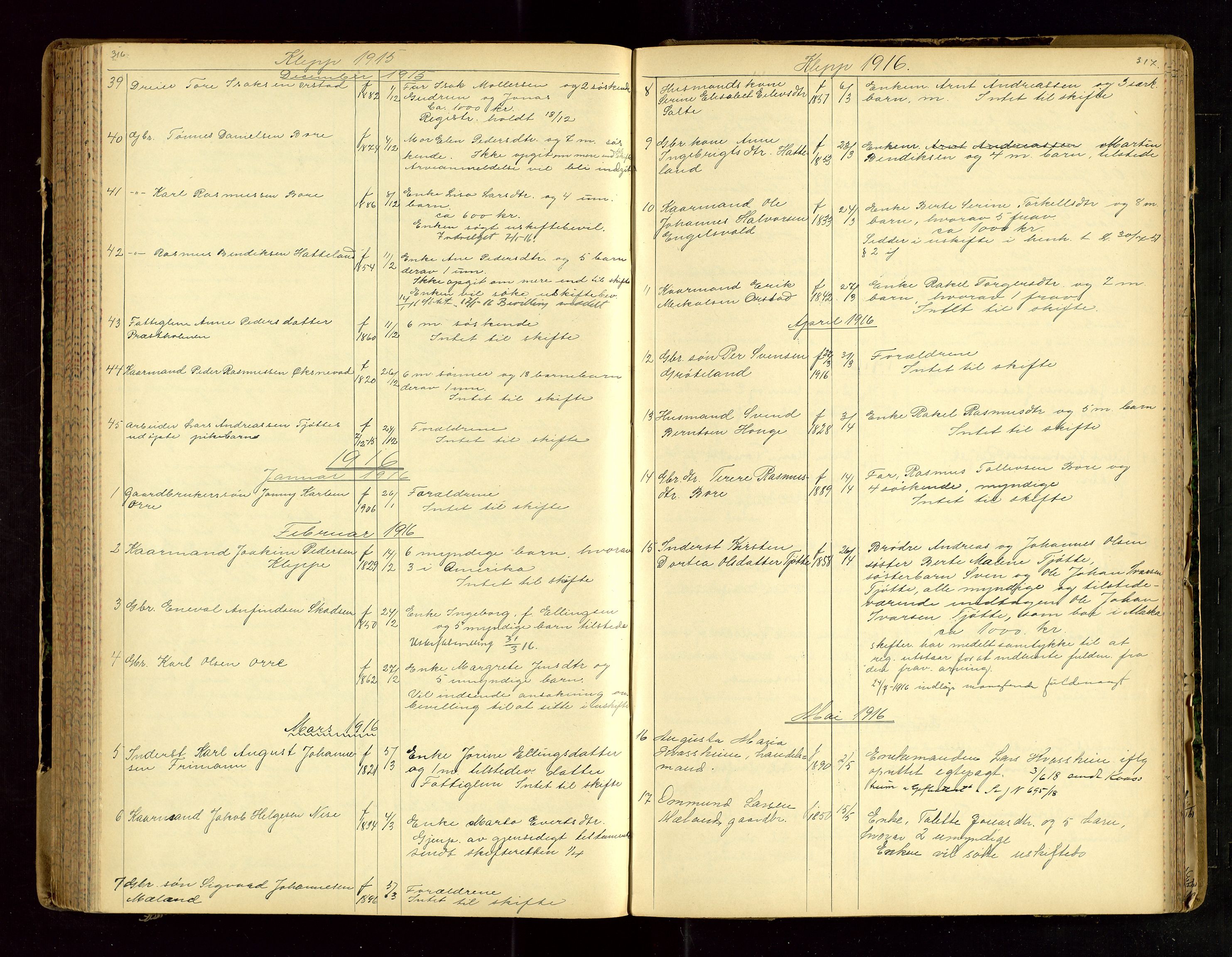 Jæren sorenskriveri, AV/SAST-A-100310/01/5/52/52B/L0003: DØDSFALLPROTOKOLL, 1910-1916, p. 316-317