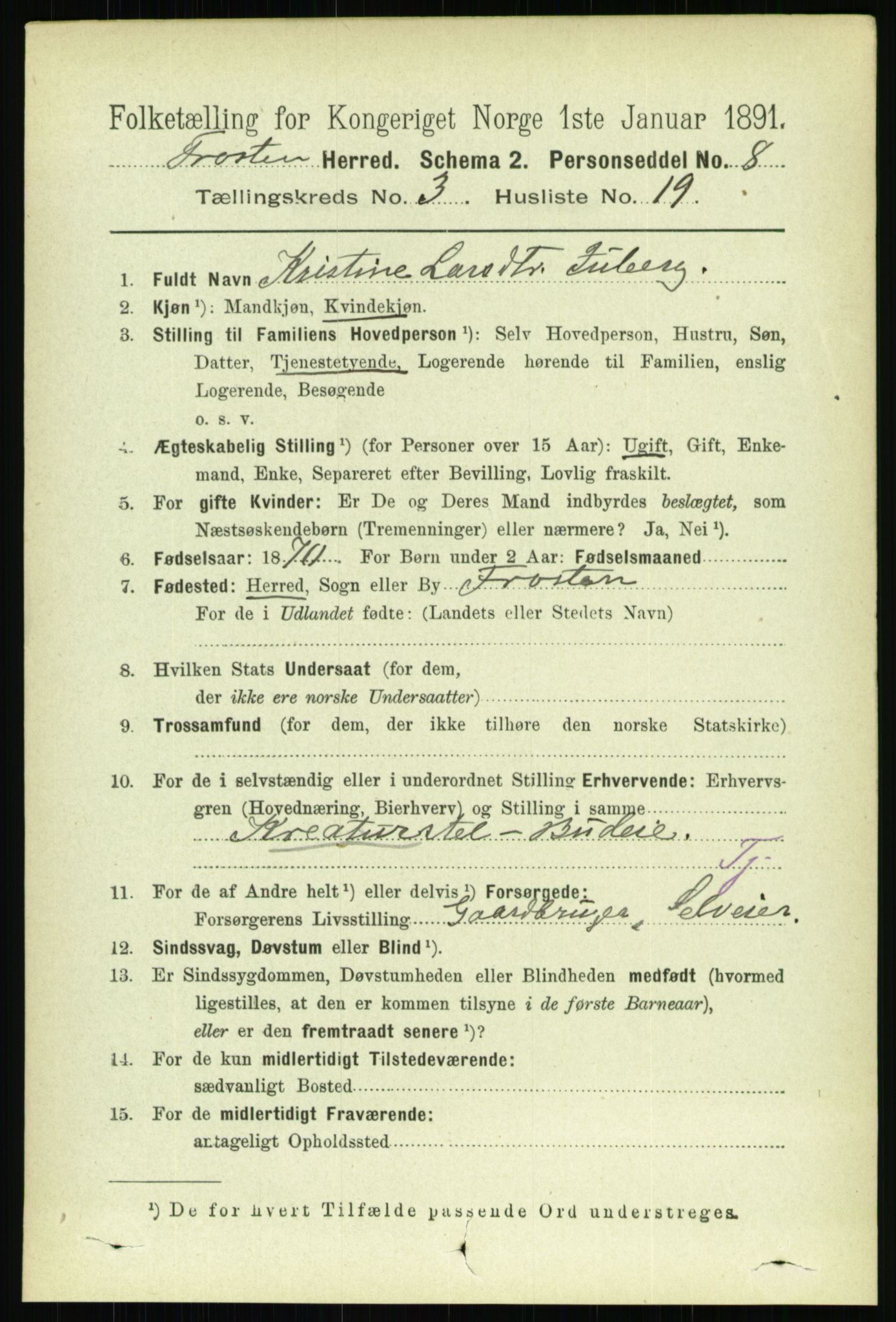 RA, 1891 census for 1717 Frosta, 1891, p. 2011