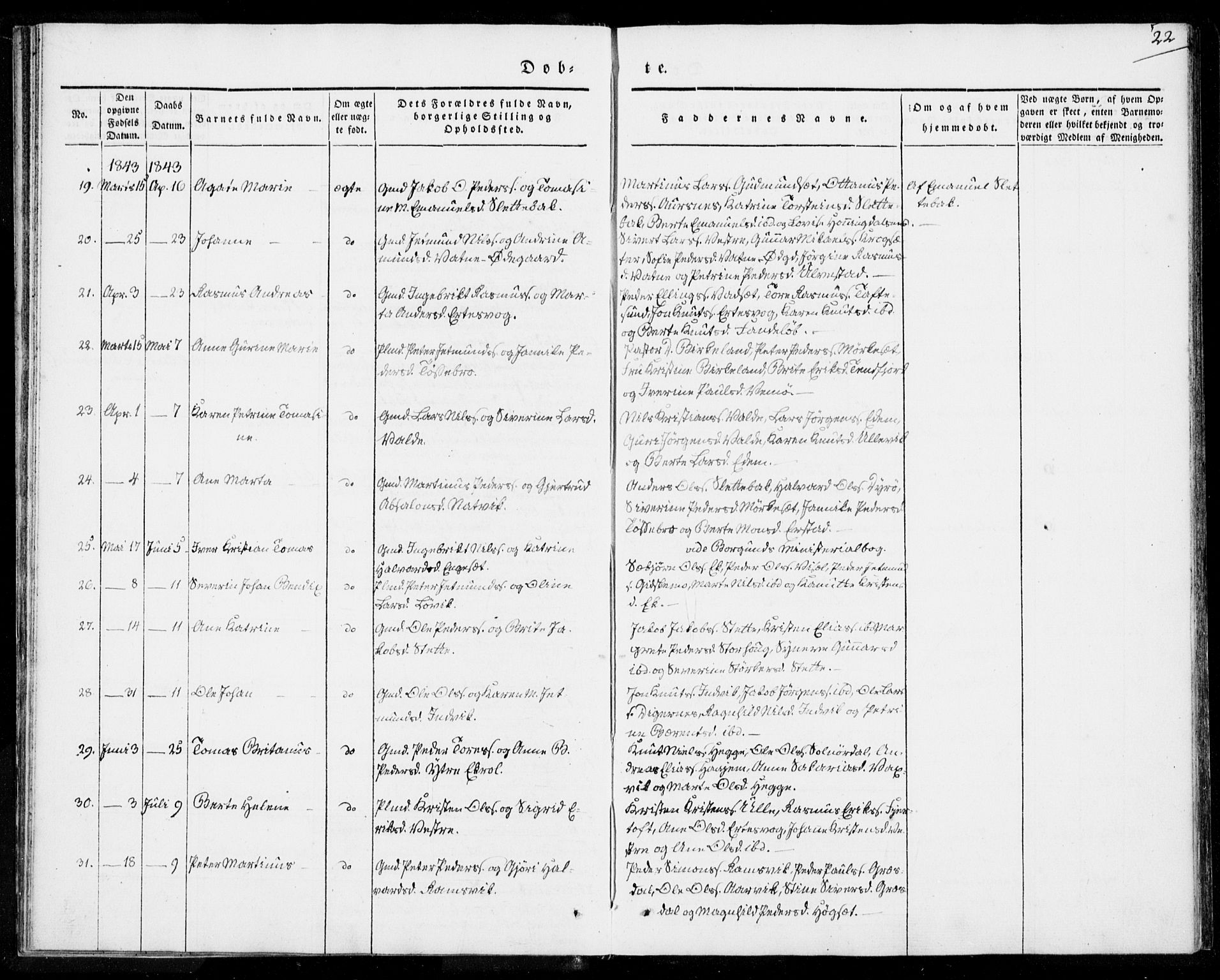 Ministerialprotokoller, klokkerbøker og fødselsregistre - Møre og Romsdal, AV/SAT-A-1454/524/L0352: Parish register (official) no. 524A04, 1838-1847, p. 22