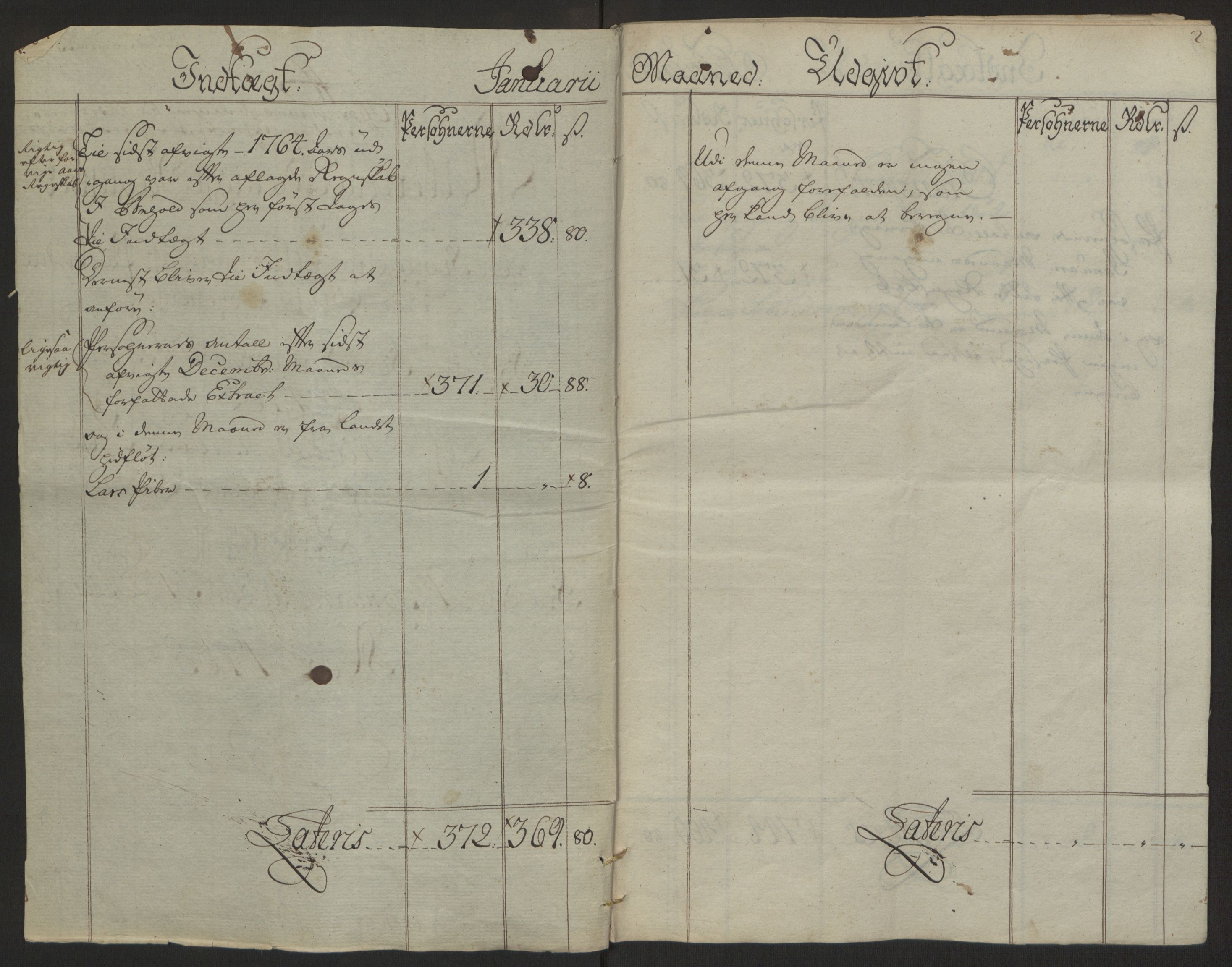 Rentekammeret inntil 1814, Reviderte regnskaper, Byregnskaper, AV/RA-EA-4066/R/Rb/L0029/0001: [B3] Kontribusjonsregnskap / Ekstraskatt, 1762-1772, p. 139
