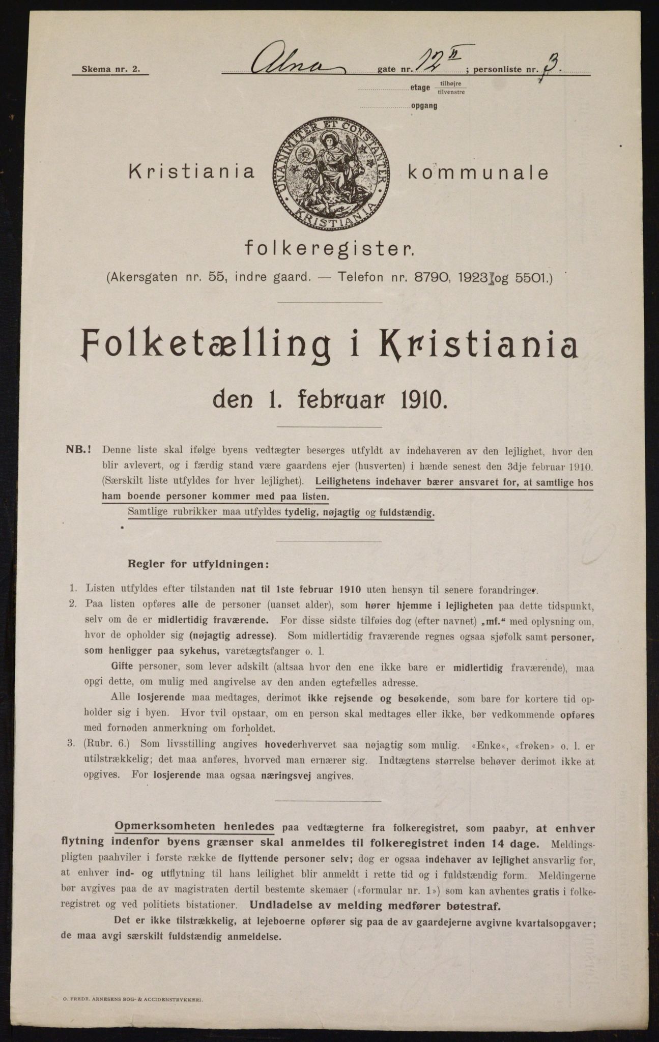 OBA, Municipal Census 1910 for Kristiania, 1910, p. 1182