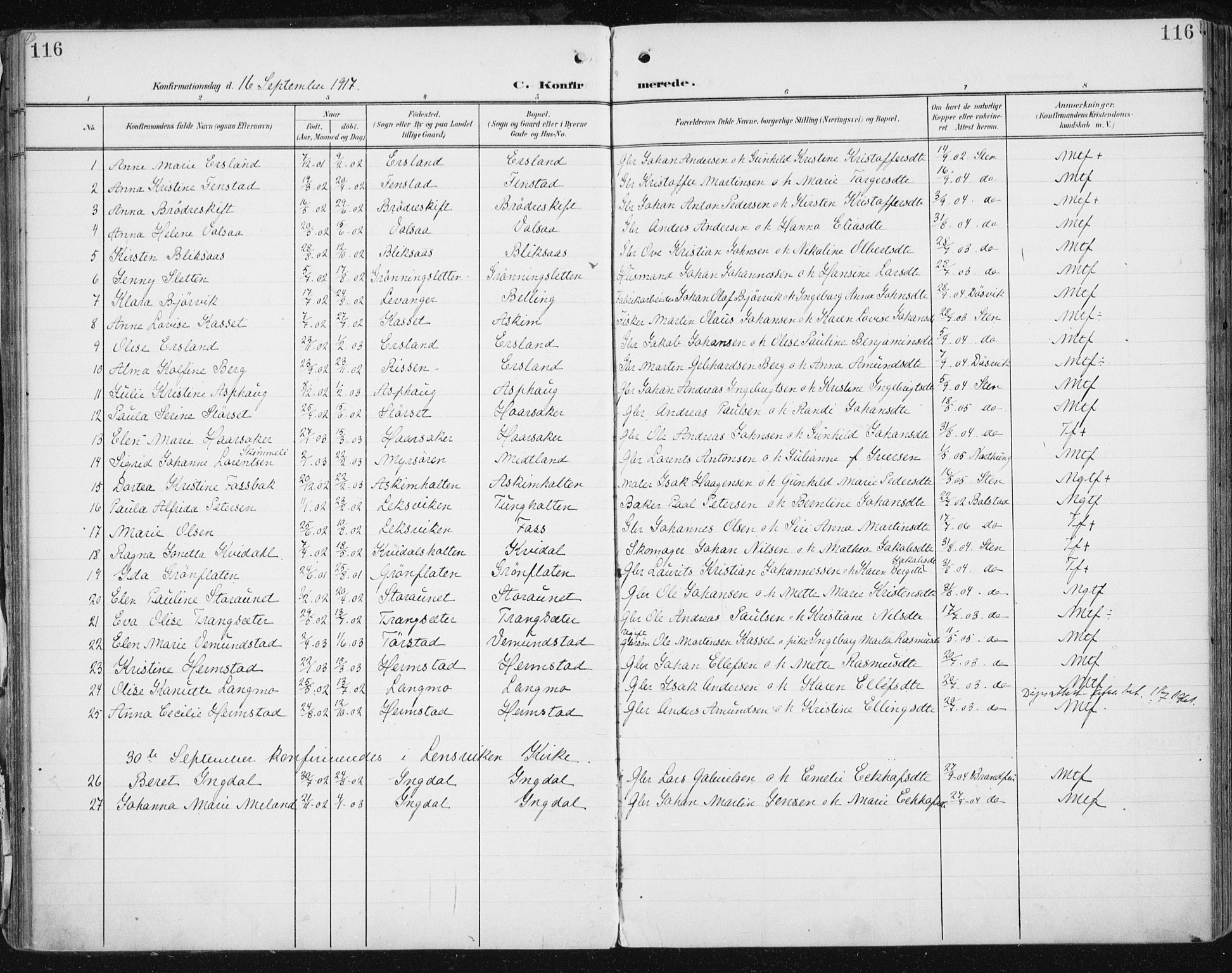 Ministerialprotokoller, klokkerbøker og fødselsregistre - Sør-Trøndelag, SAT/A-1456/646/L0616: Parish register (official) no. 646A14, 1900-1918, p. 116