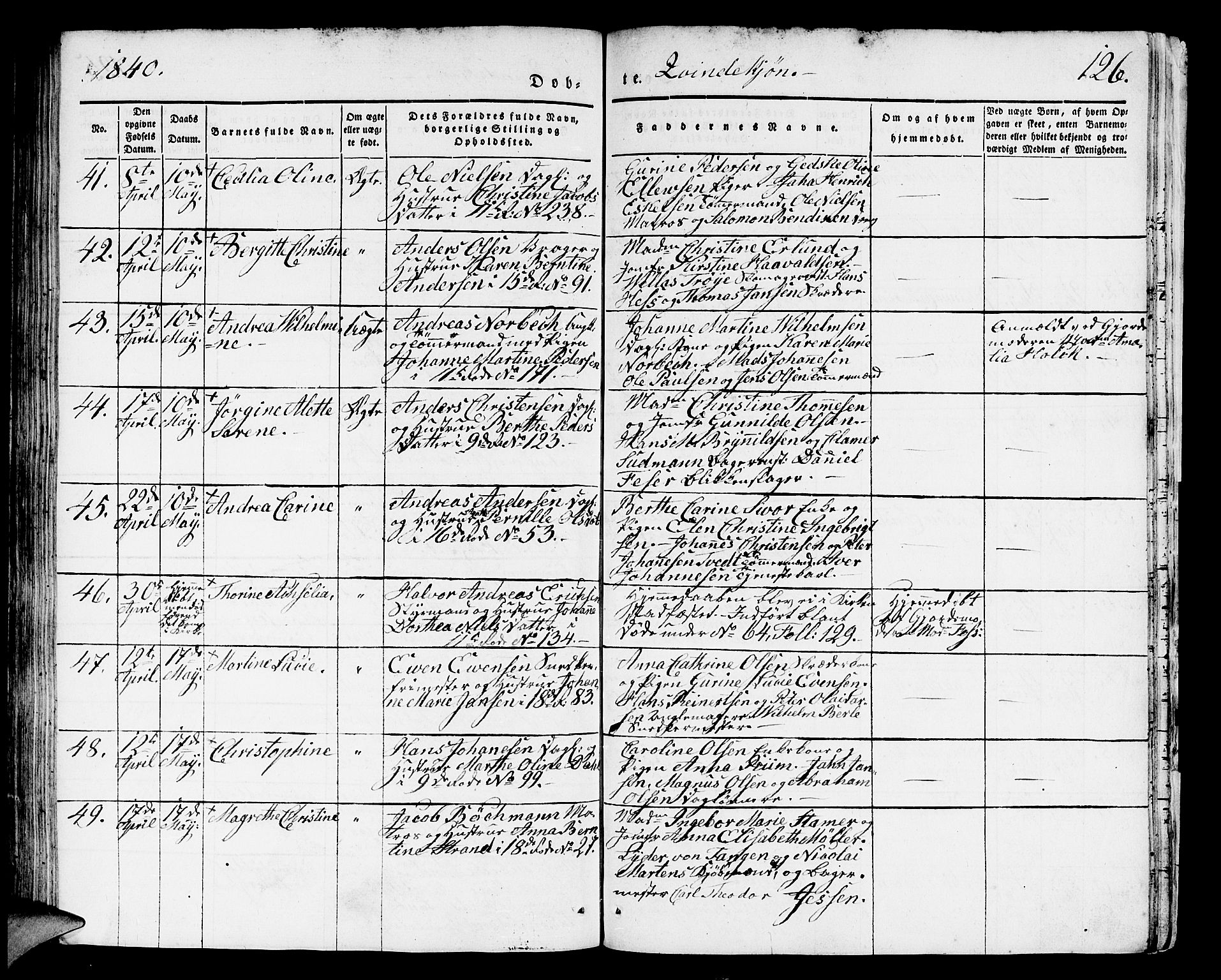 Domkirken sokneprestembete, AV/SAB-A-74801/H/Hab/L0008: Parish register (copy) no. B 1, 1836-1841, p. 126