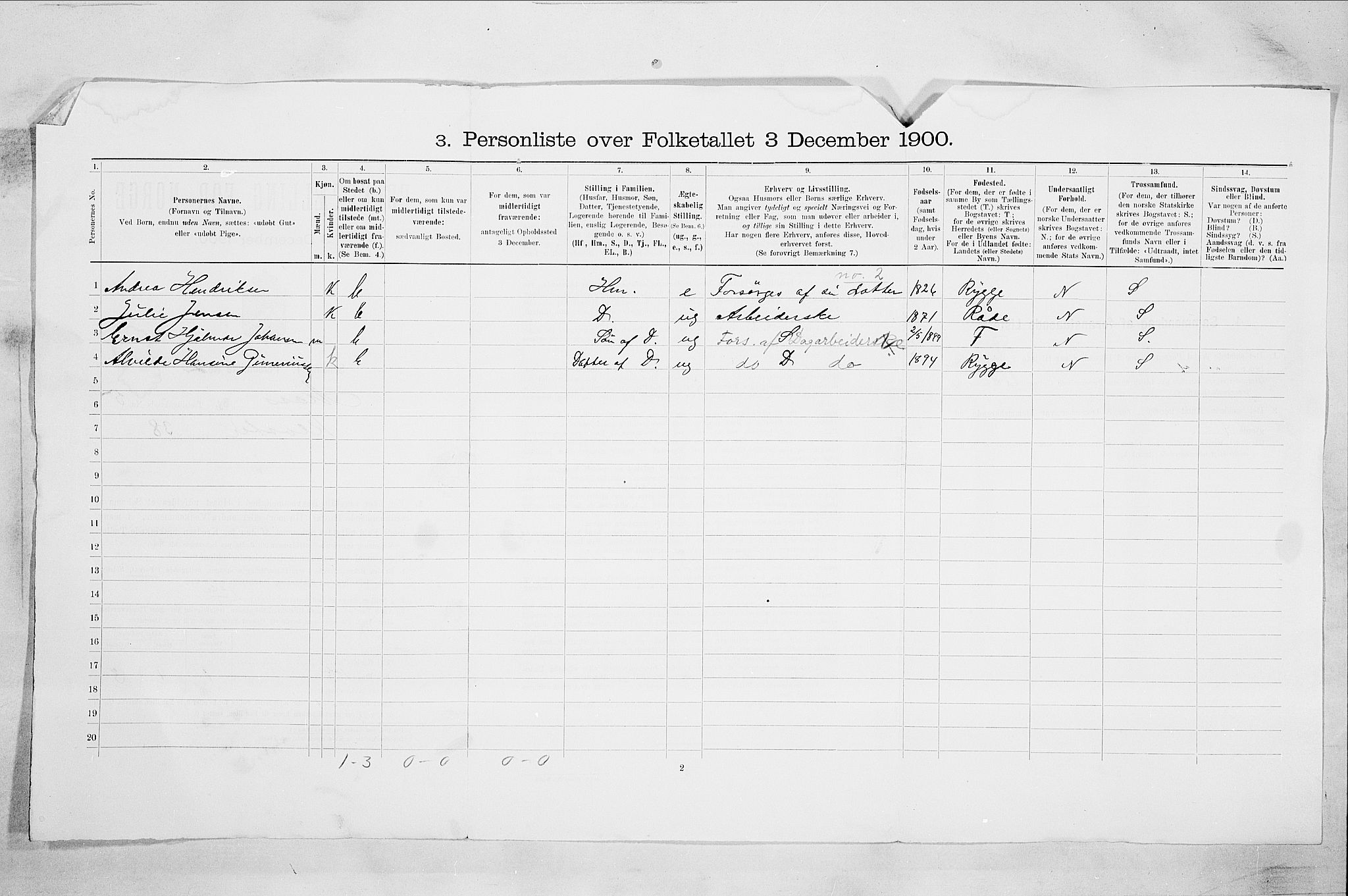 SAO, 1900 census for Moss, 1900