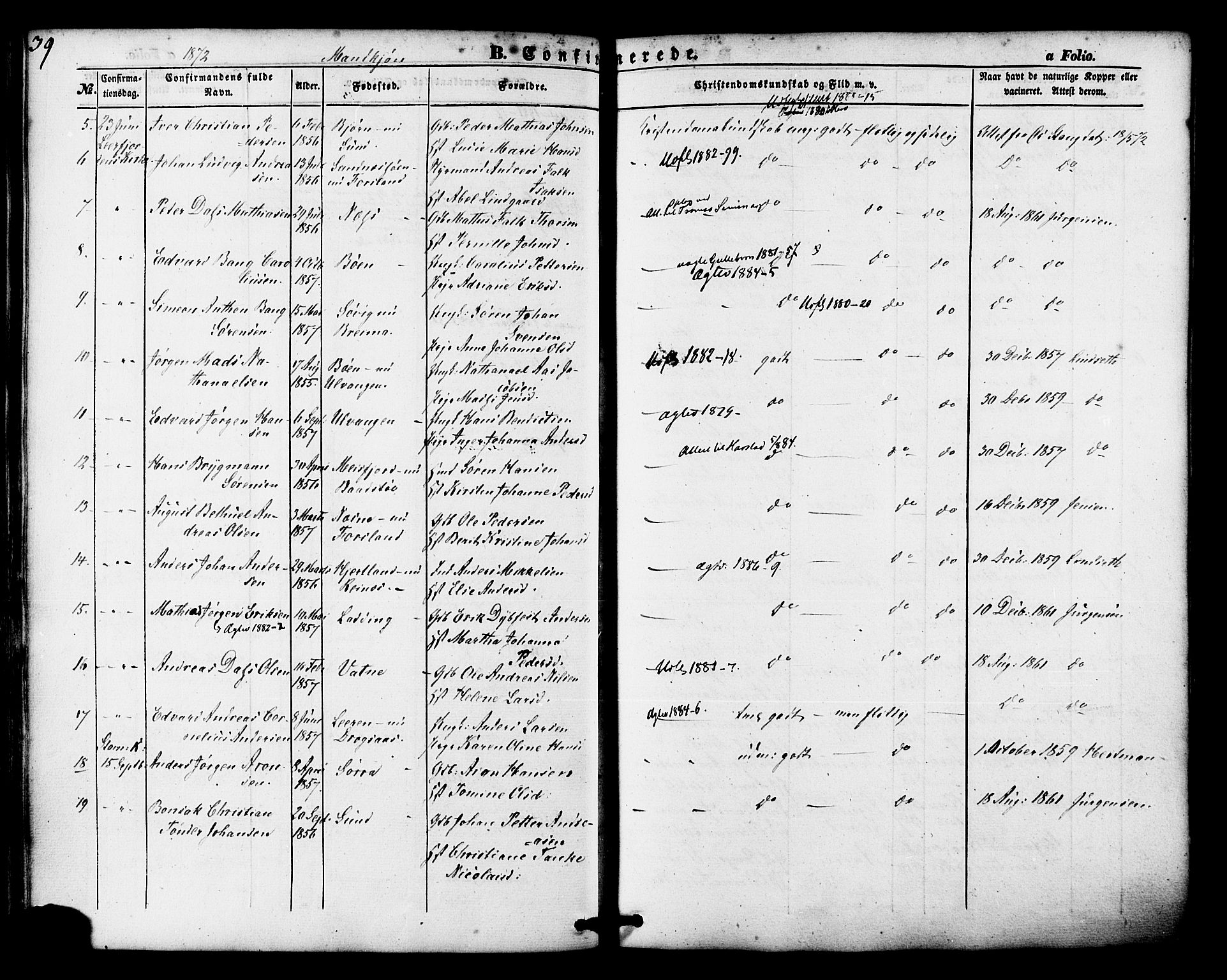 Ministerialprotokoller, klokkerbøker og fødselsregistre - Nordland, SAT/A-1459/830/L0448: Parish register (official) no. 830A12, 1855-1878, p. 39
