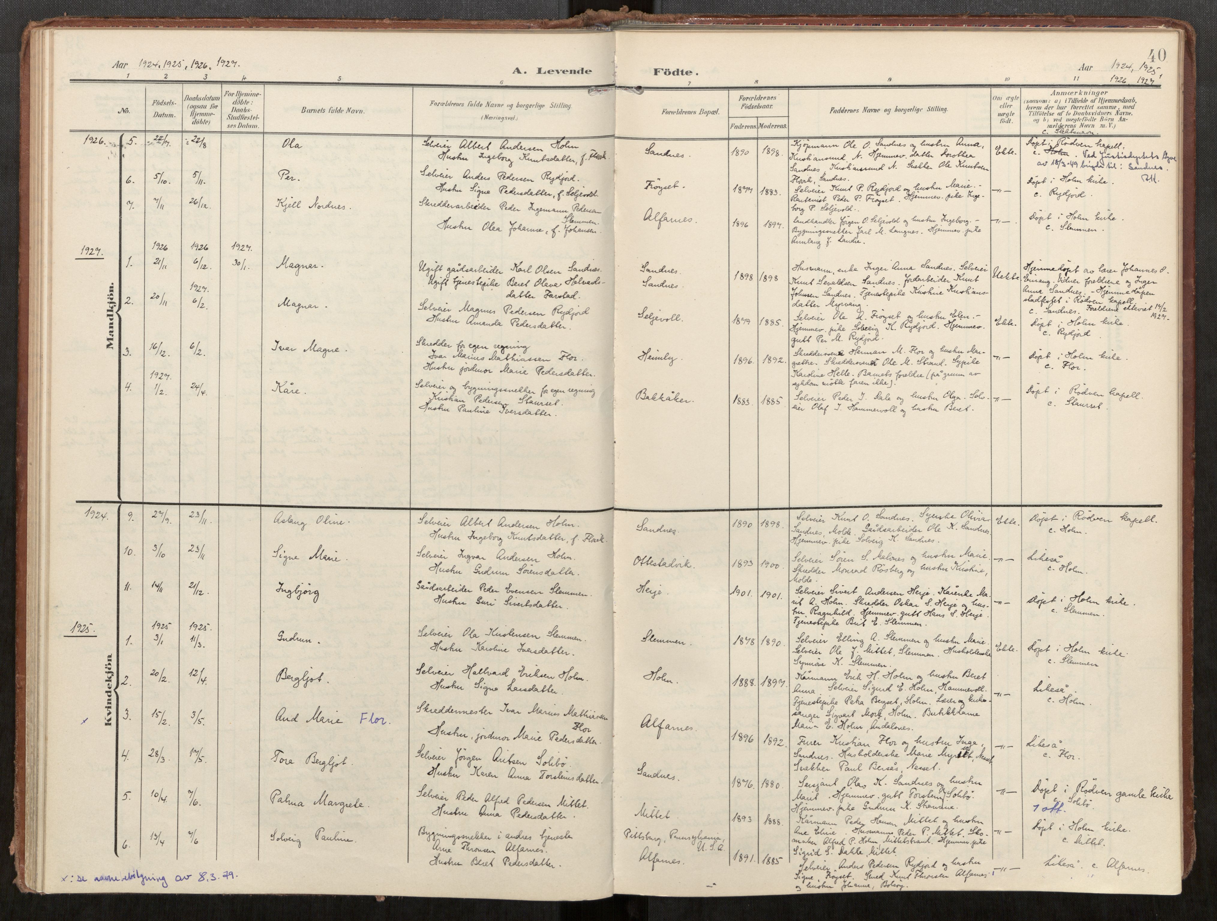 Ministerialprotokoller, klokkerbøker og fødselsregistre - Møre og Romsdal, AV/SAT-A-1454/549/L0618: Parish register (official) no. 549A01, 1906-1927, p. 40