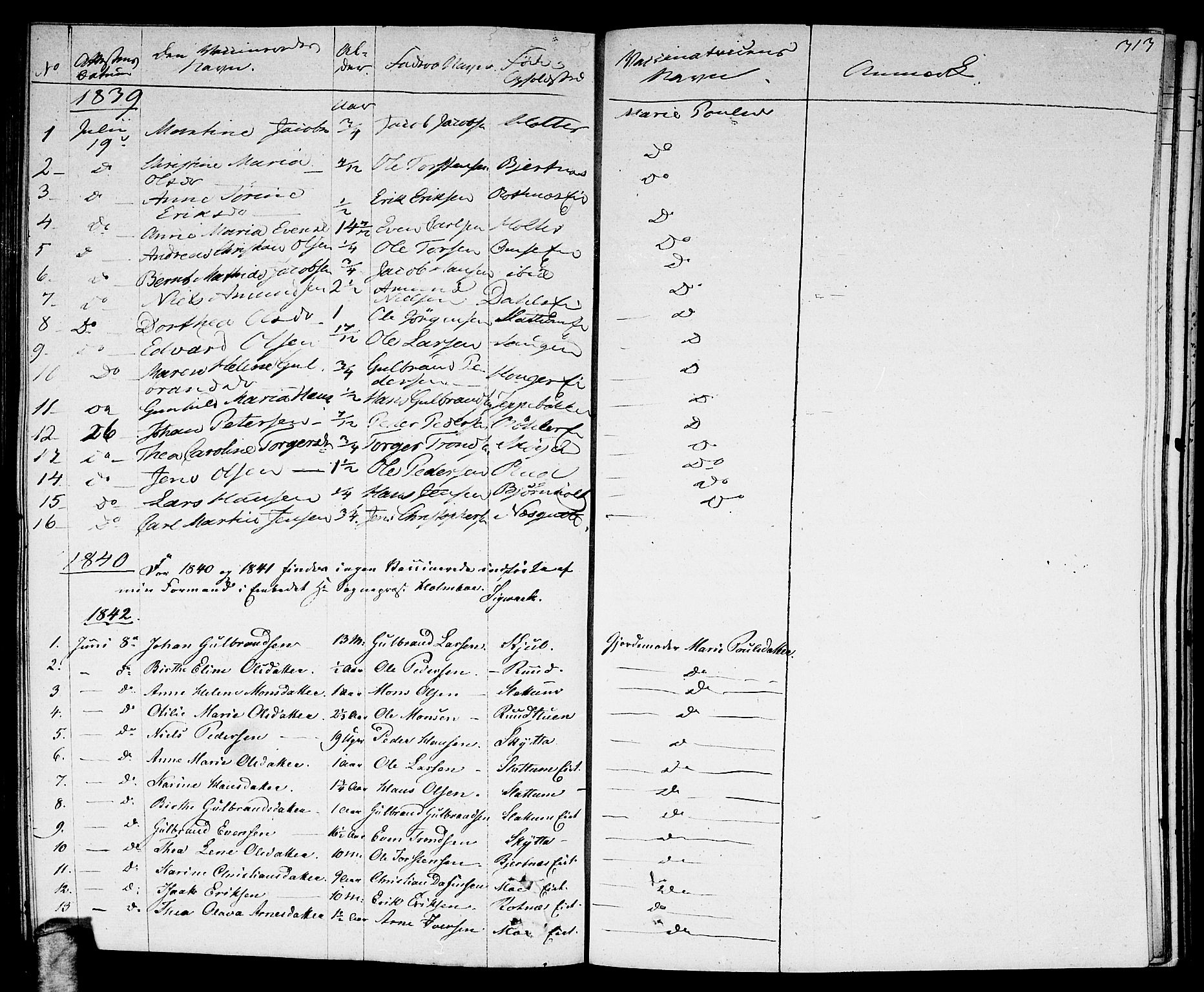 Nittedal prestekontor Kirkebøker, SAO/A-10365a/F/Fa/L0004: Parish register (official) no. I 4, 1836-1849, p. 313