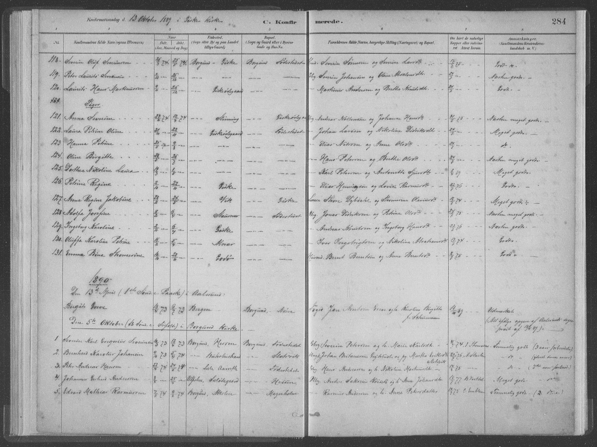 Ministerialprotokoller, klokkerbøker og fødselsregistre - Møre og Romsdal, SAT/A-1454/528/L0402: Parish register (official) no. 528A12II, 1880-1903, p. 284