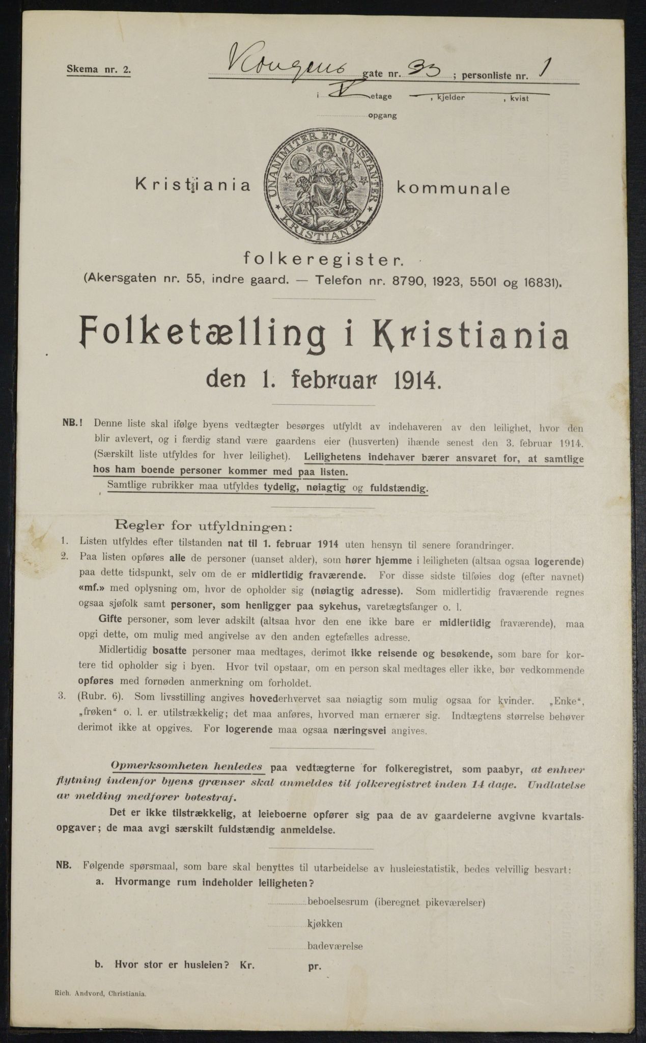 OBA, Municipal Census 1914 for Kristiania, 1914, p. 52577