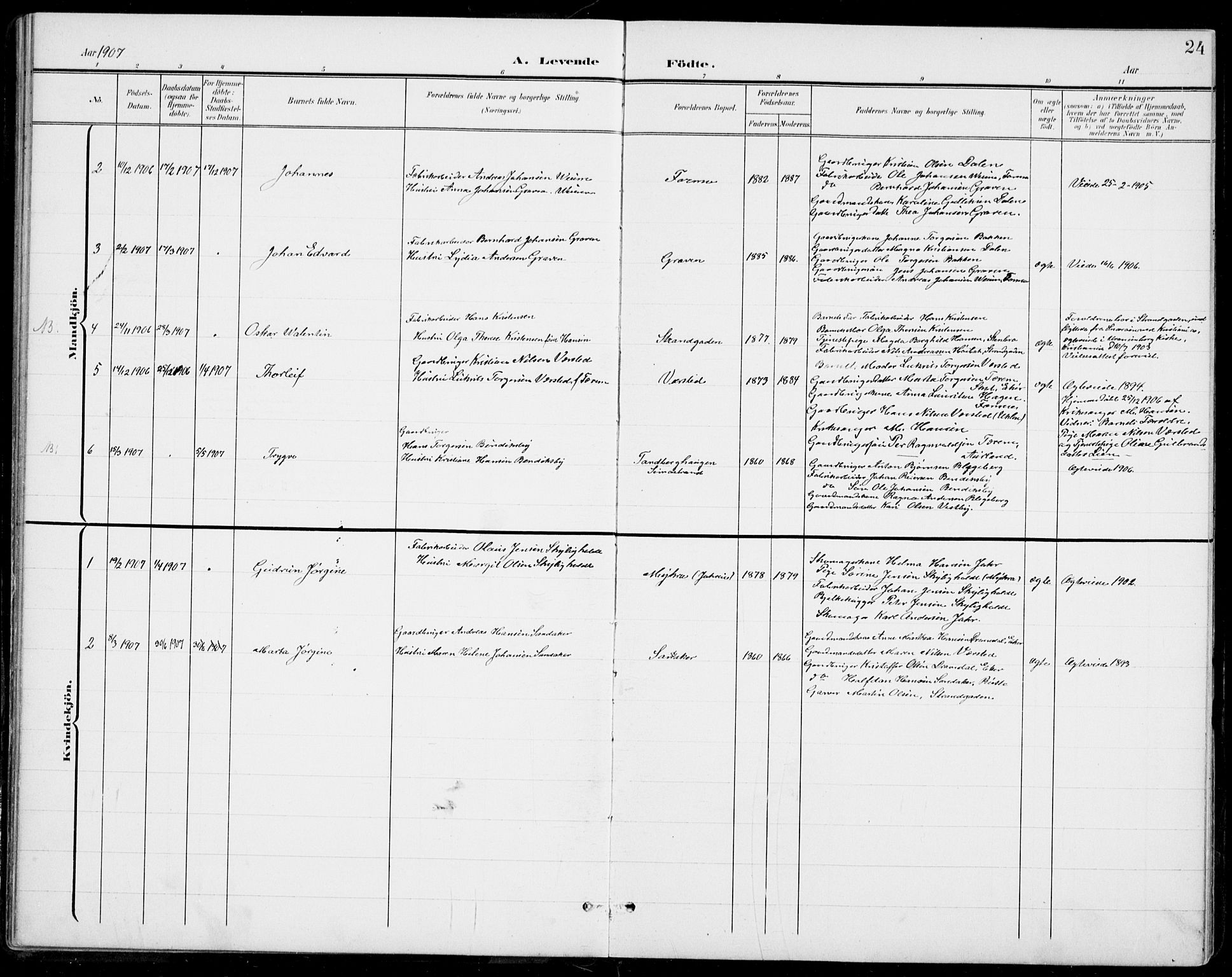 Modum kirkebøker, AV/SAKO-A-234/G/Gb/L0001: Parish register (copy) no. II 1, 1901-1942, p. 24