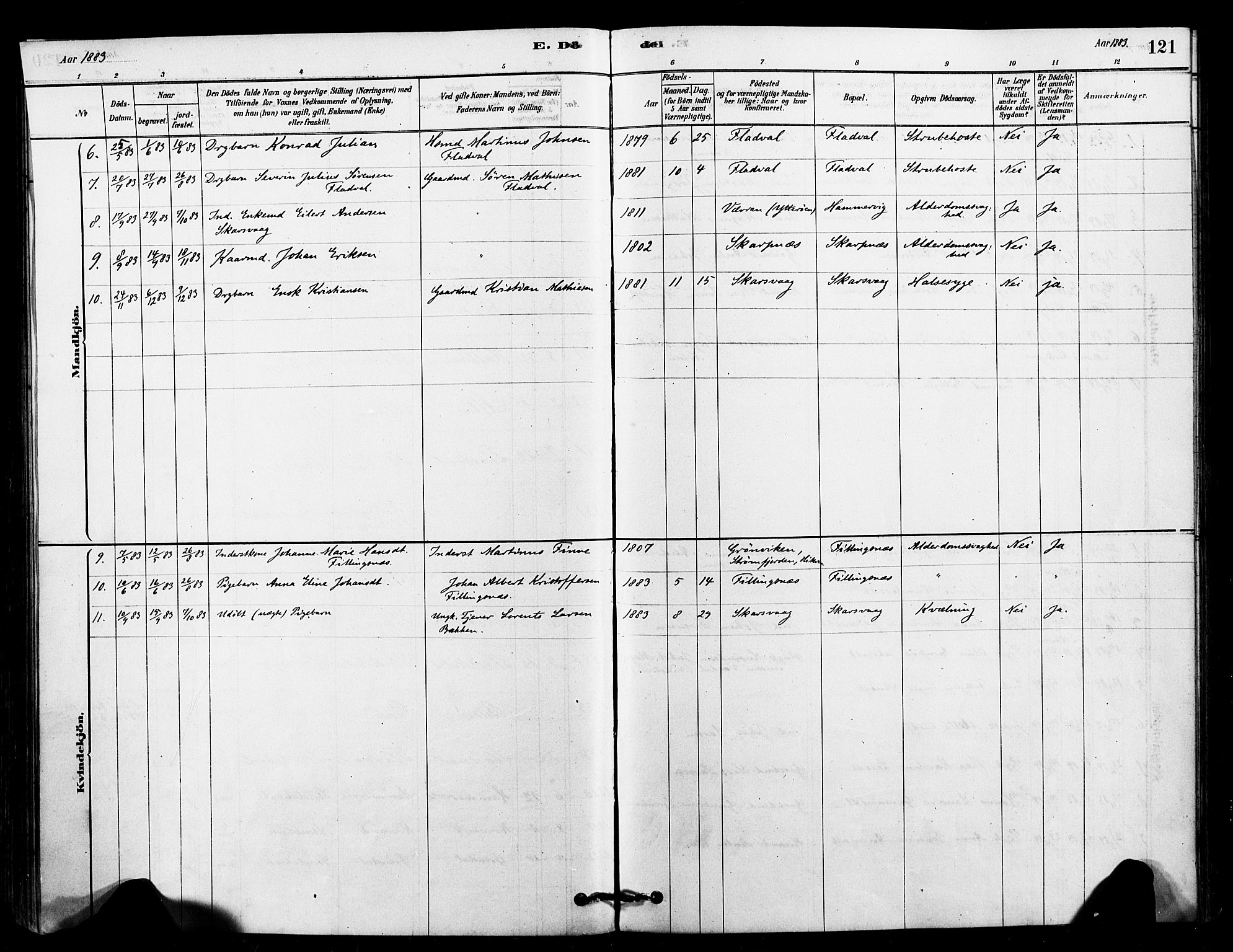 Ministerialprotokoller, klokkerbøker og fødselsregistre - Sør-Trøndelag, AV/SAT-A-1456/641/L0595: Parish register (official) no. 641A01, 1882-1897, p. 121