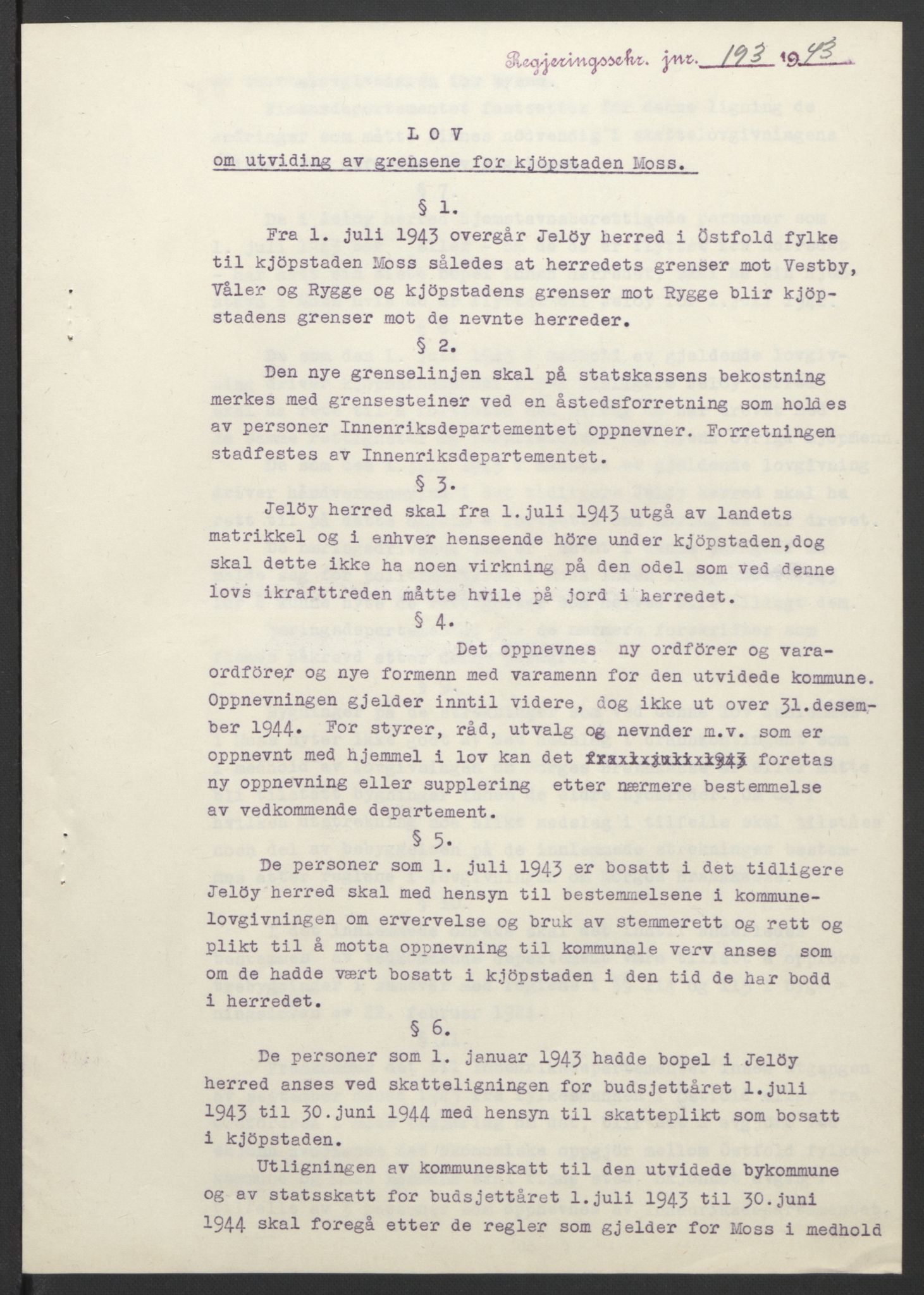 NS-administrasjonen 1940-1945 (Statsrådsekretariatet, de kommisariske statsråder mm), AV/RA-S-4279/D/Db/L0099: Lover, 1943, p. 448