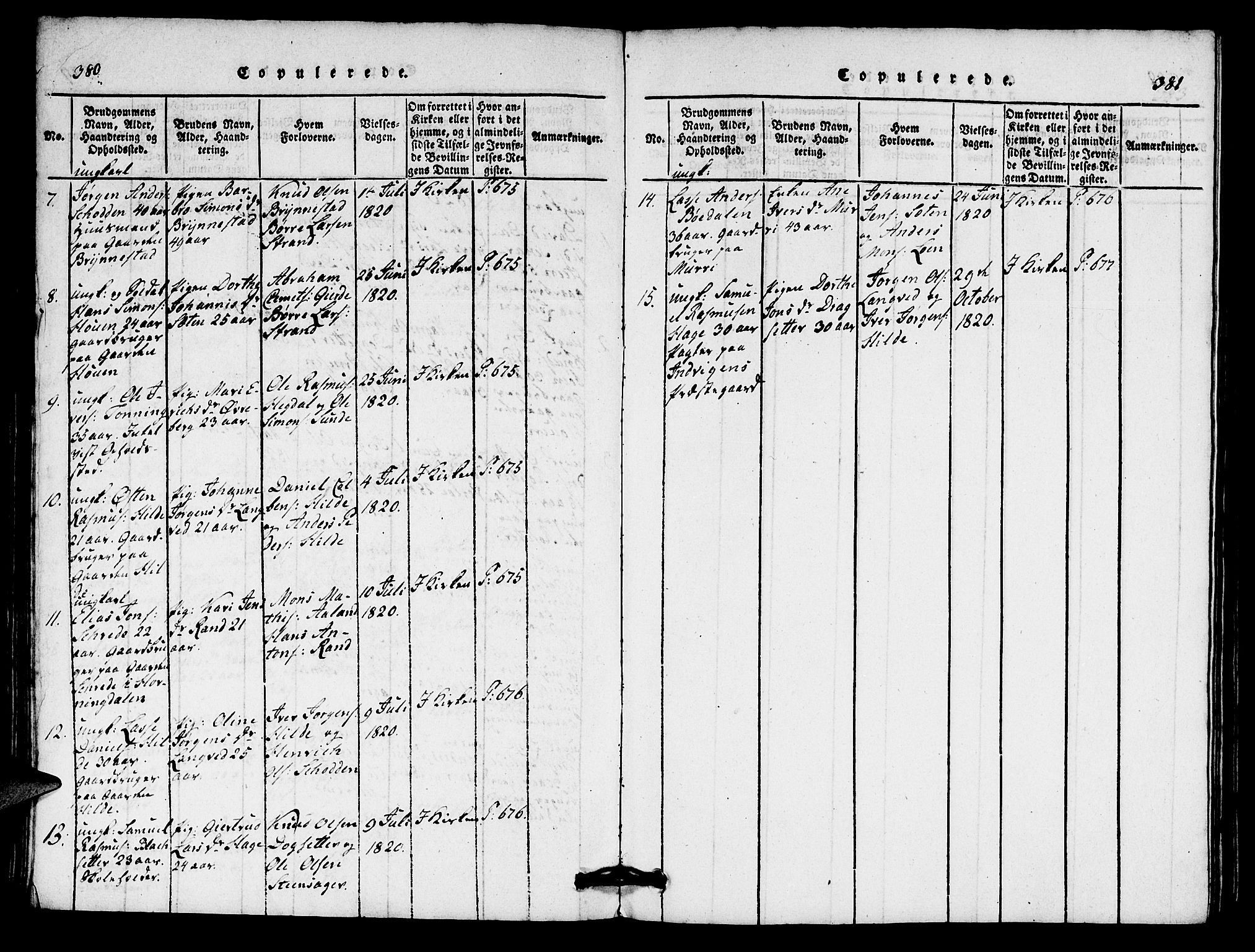 Innvik sokneprestembete, AV/SAB-A-80501: Parish register (copy) no. A 1, 1816-1820, p. 380-381