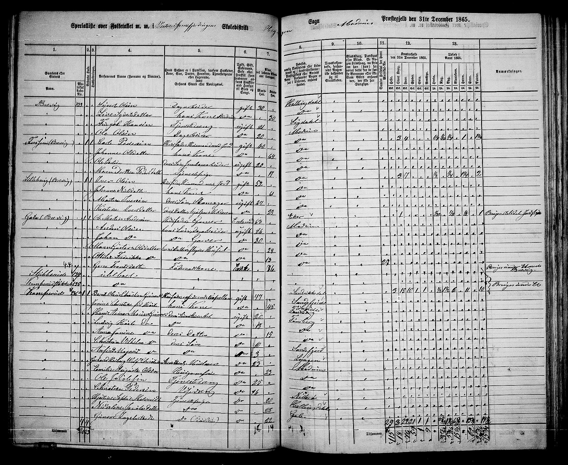 RA, 1865 census for Modum, 1865, p. 190