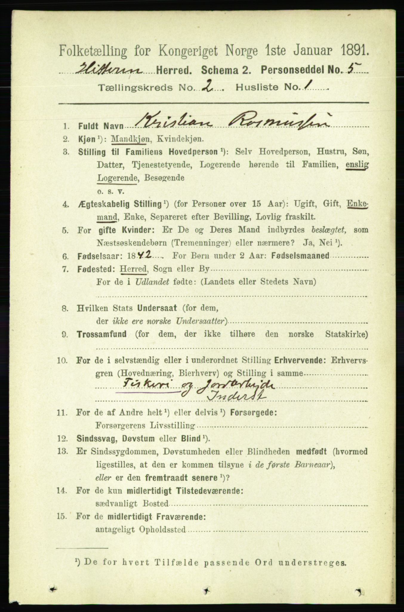 RA, 1891 census for 1617 Hitra, 1891, p. 227