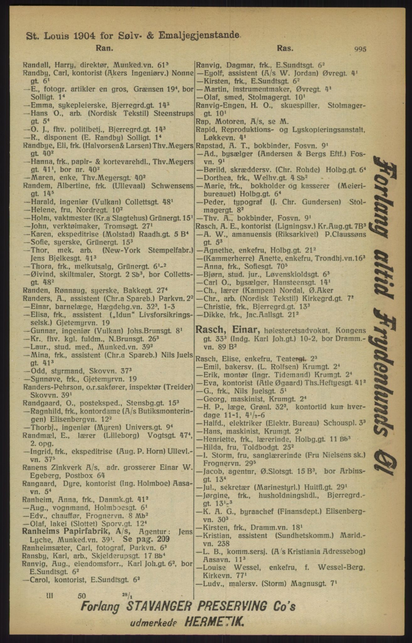 Kristiania/Oslo adressebok, PUBL/-, 1915, p. 995