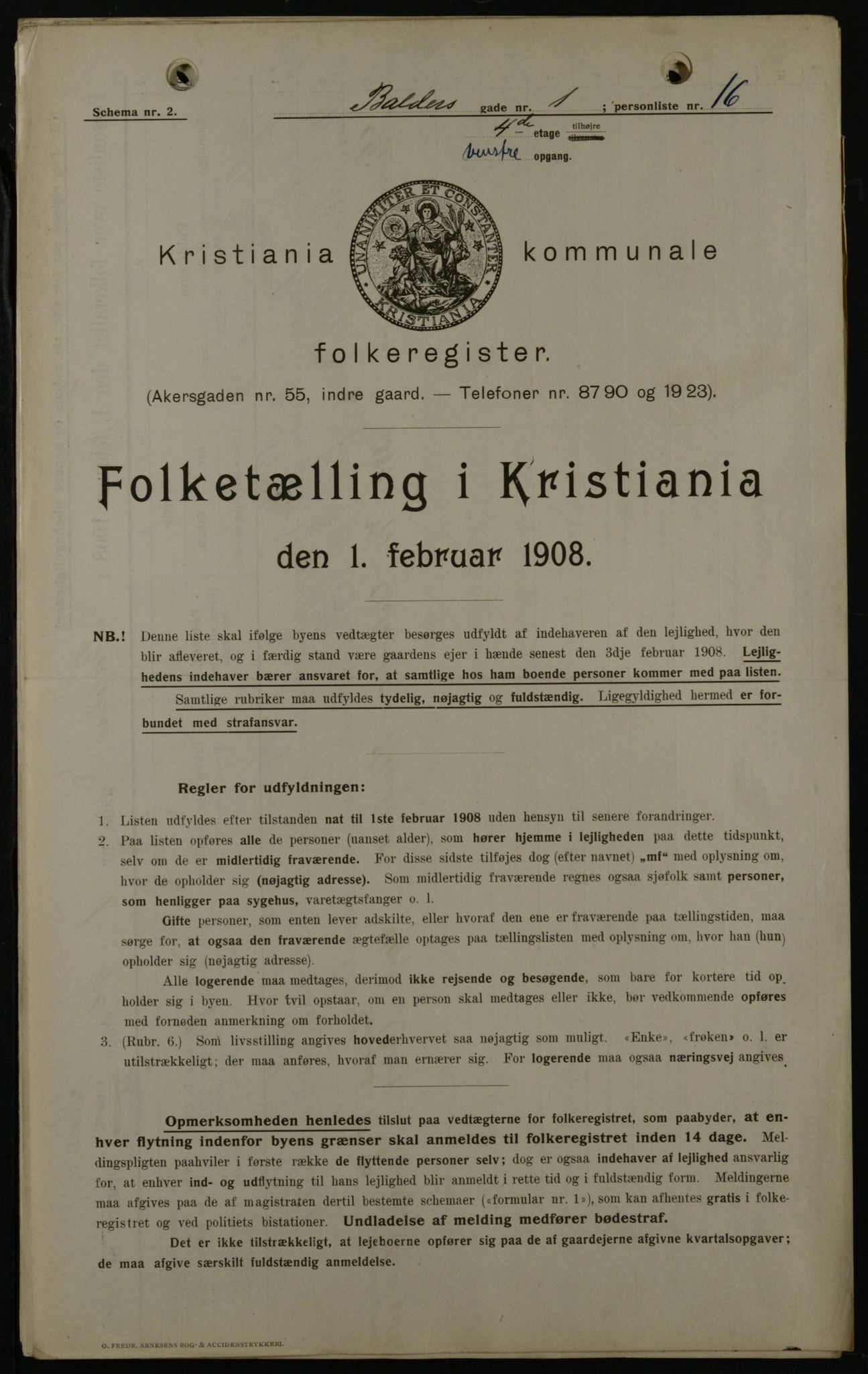 OBA, Municipal Census 1908 for Kristiania, 1908, p. 3067