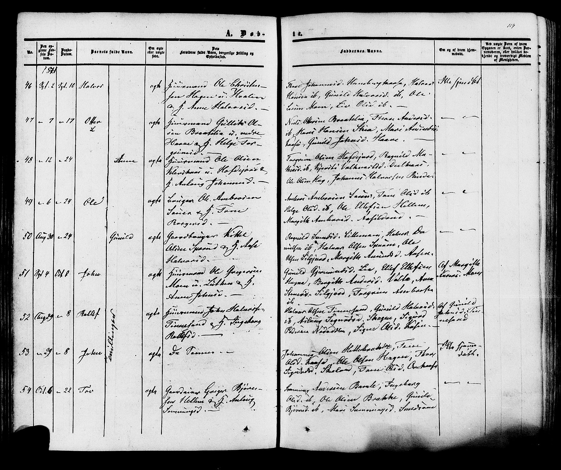 Heddal kirkebøker, AV/SAKO-A-268/F/Fa/L0007: Parish register (official) no. I 7, 1855-1877, p. 114