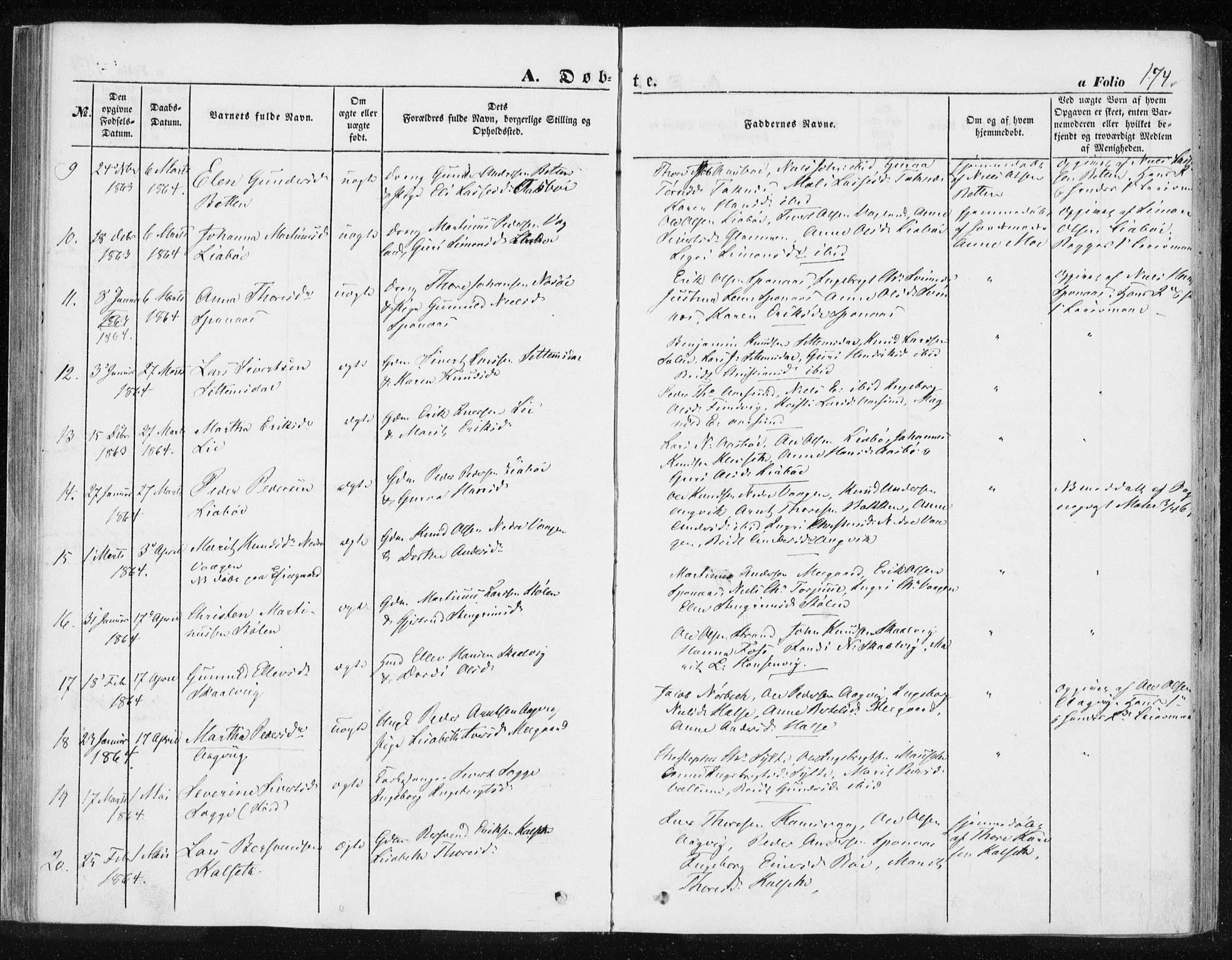 Ministerialprotokoller, klokkerbøker og fødselsregistre - Møre og Romsdal, AV/SAT-A-1454/576/L0883: Parish register (official) no. 576A01, 1849-1865, p. 174