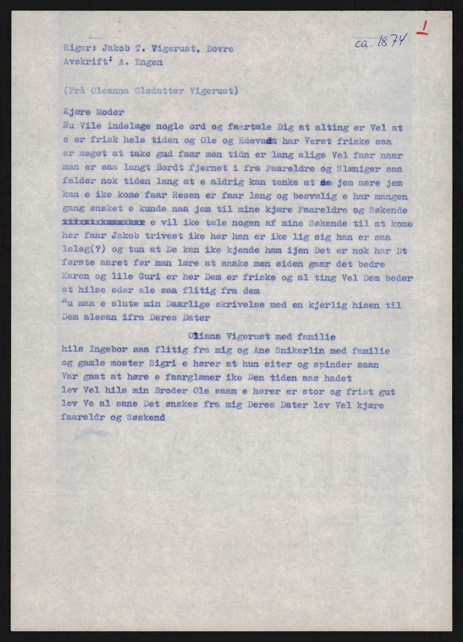 Samlinger til kildeutgivelse, Amerikabrevene, AV/RA-EA-4057/F/L0015: Innlån fra Oppland: Sæteren - Vigerust, 1838-1914, p. 629