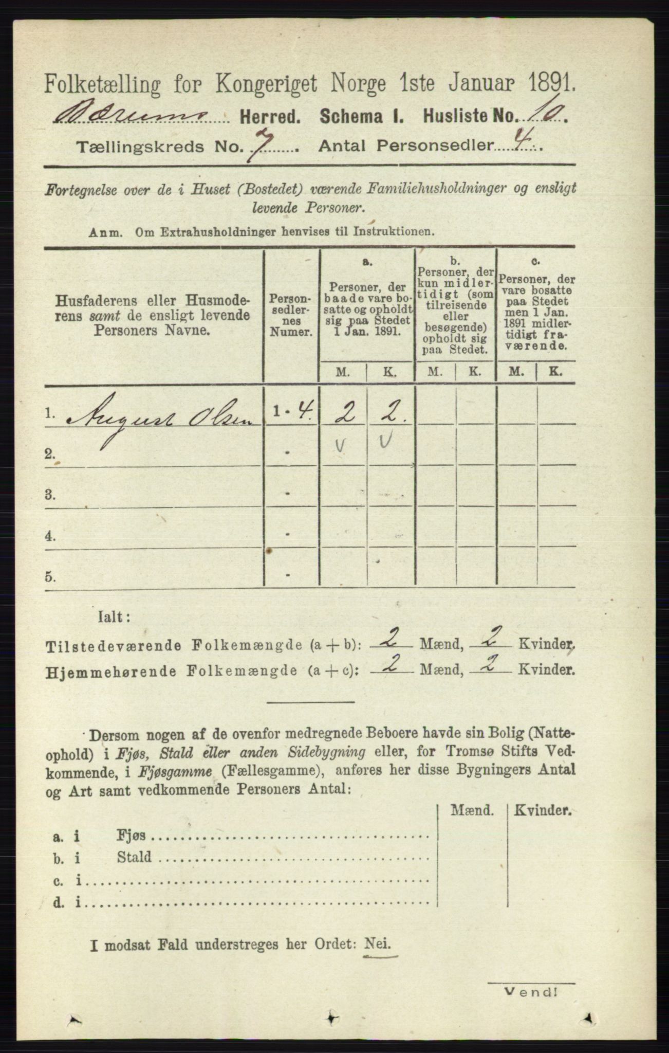 RA, 1891 census for 0219 Bærum, 1891, p. 4047