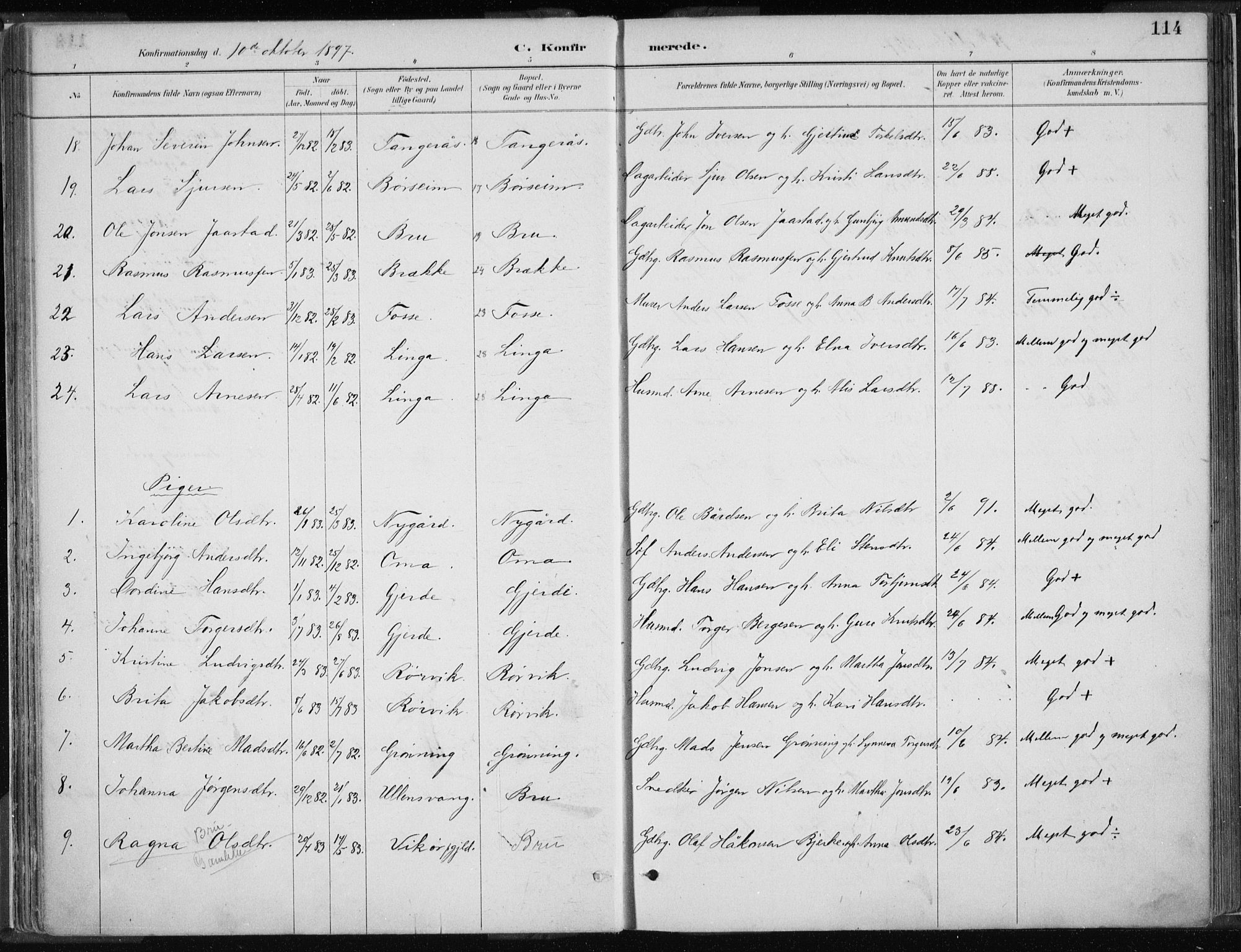 Strandebarm sokneprestembete, AV/SAB-A-78401/H/Haa: Parish register (official) no. B  1, 1886-1908, p. 114