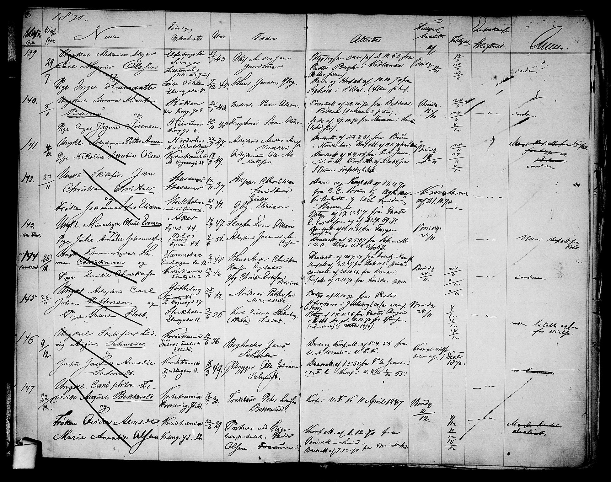 Oslo domkirke Kirkebøker, AV/SAO-A-10752/H/Ha/L0003: Banns register no. 3, 1870-1888