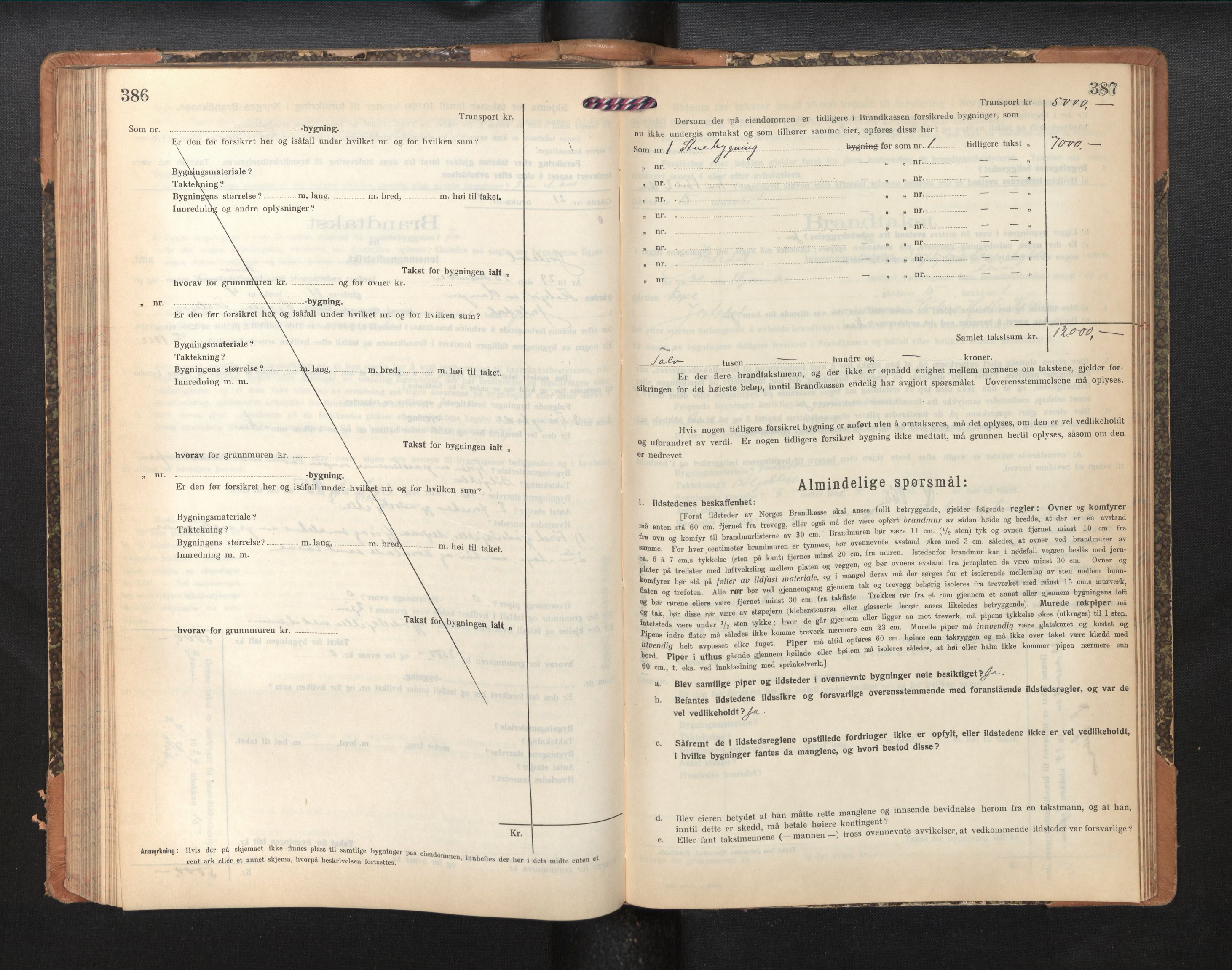 Lensmannen i Jostedal, AV/SAB-A-28601/0012/L0005: Branntakstprotokoll, skjematakst, 1921-1935, p. 386-387