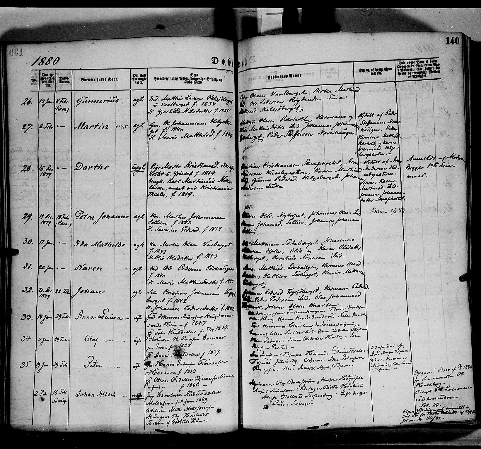 Grue prestekontor, AV/SAH-PREST-036/H/Ha/Haa/L0011: Parish register (official) no. 11, 1873-1880, p. 140