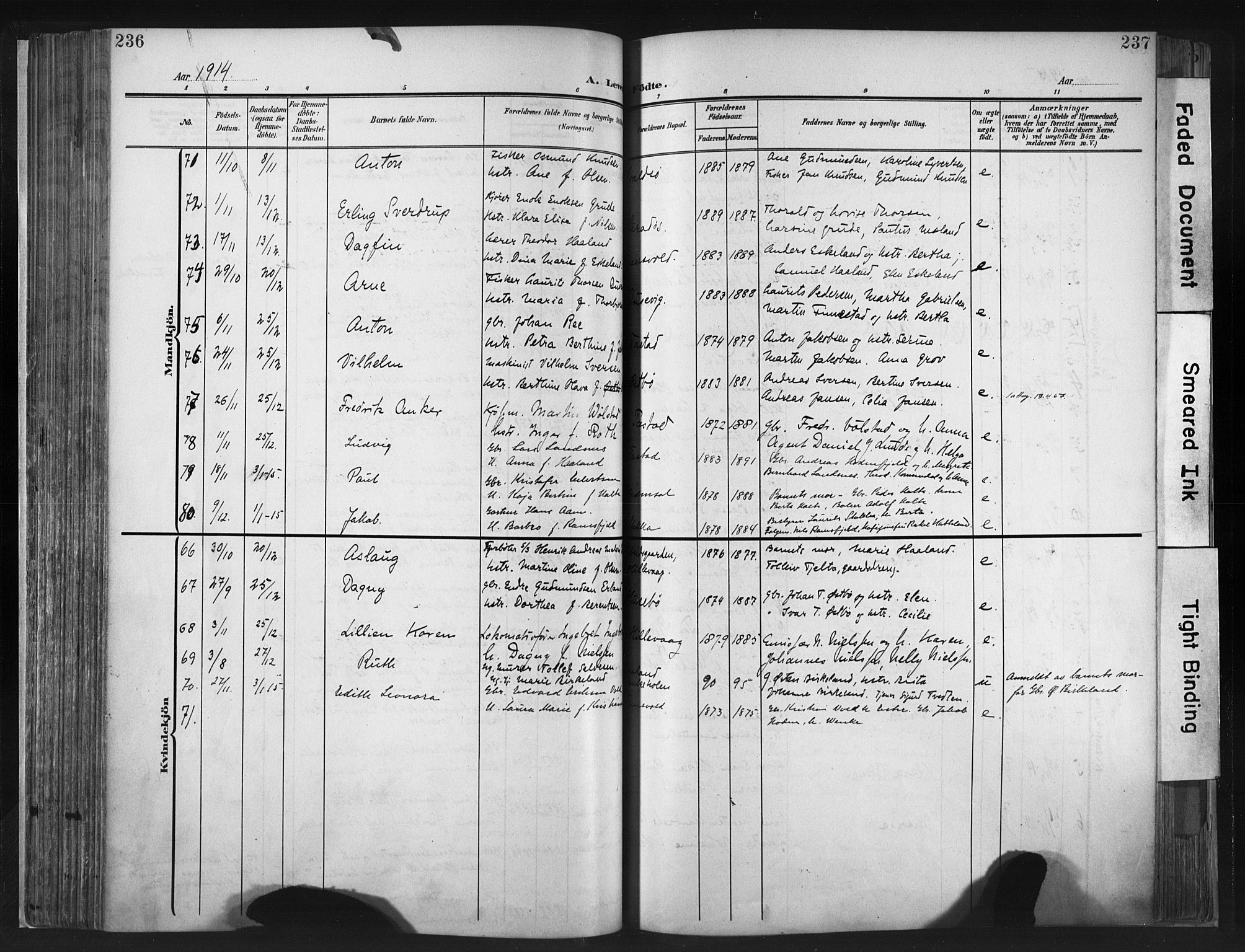 Hetland sokneprestkontor, SAST/A-101826/30/30BA/L0013: Parish register (official) no. A 13, 1904-1918, p. 236-237