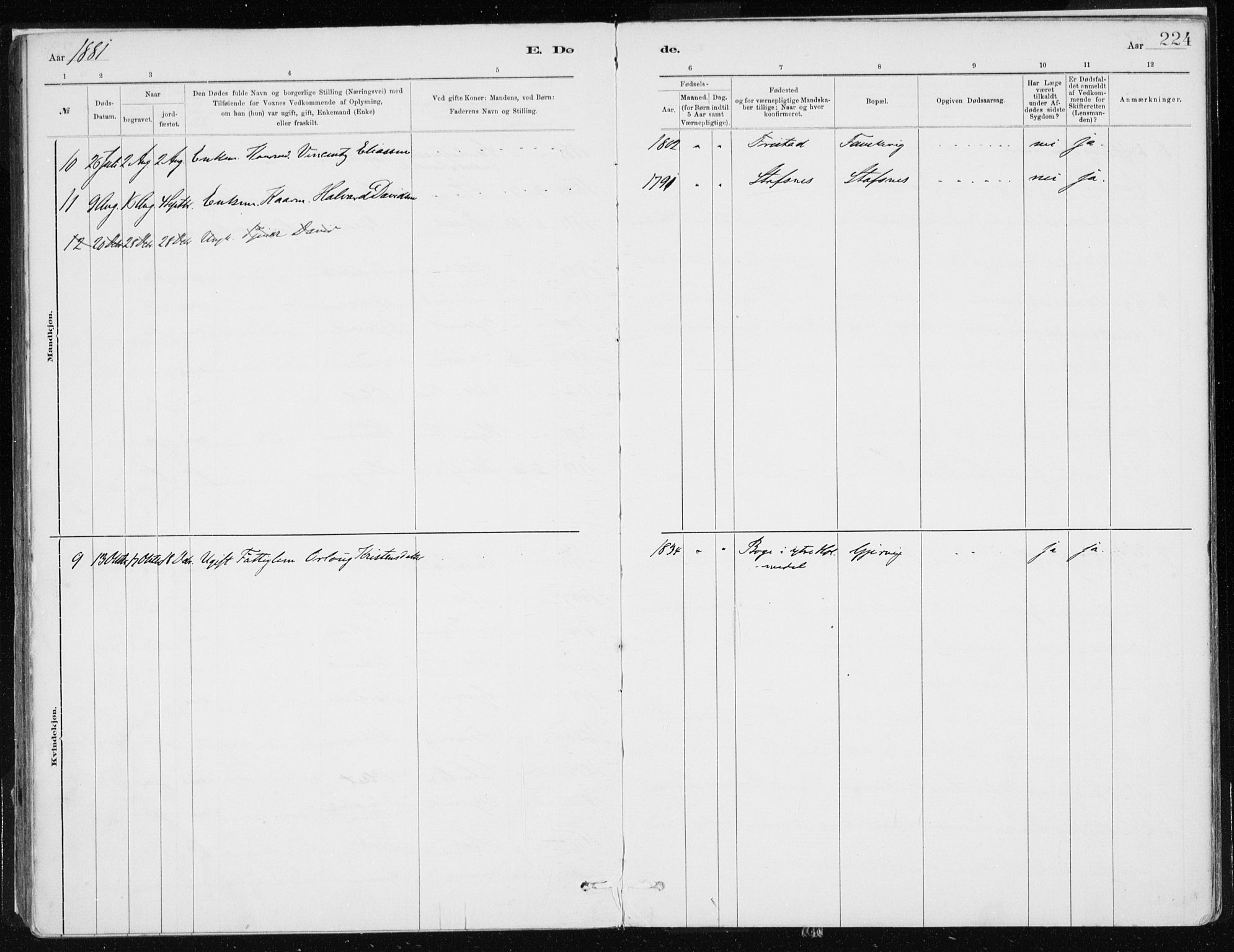 Askvoll sokneprestembete, AV/SAB-A-79501/H/Haa/Haab/L0002: Parish register (official) no. B 2, 1879-1909, p. 224