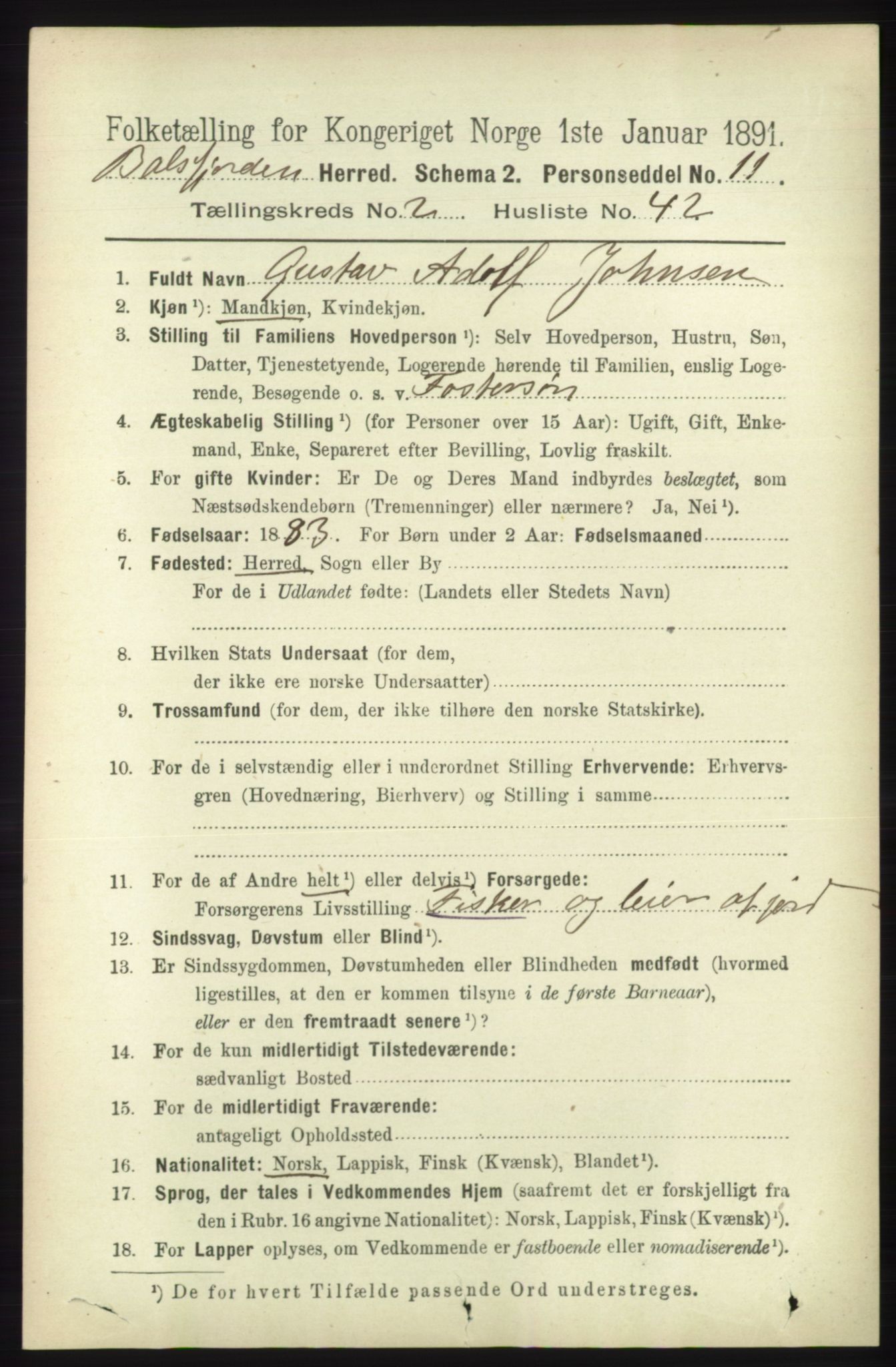 RA, 1891 census for 1933 Balsfjord, 1891, p. 816