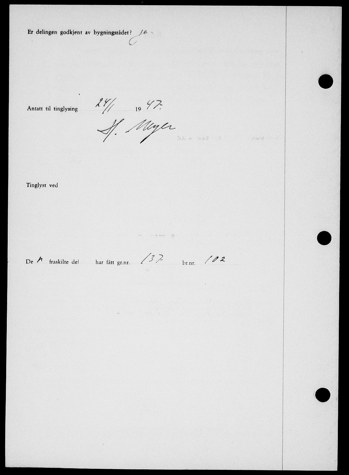 Onsøy sorenskriveri, SAO/A-10474/G/Ga/Gab/L0018: Mortgage book no. II A-18, 1946-1947, Diary no: : 207/1947
