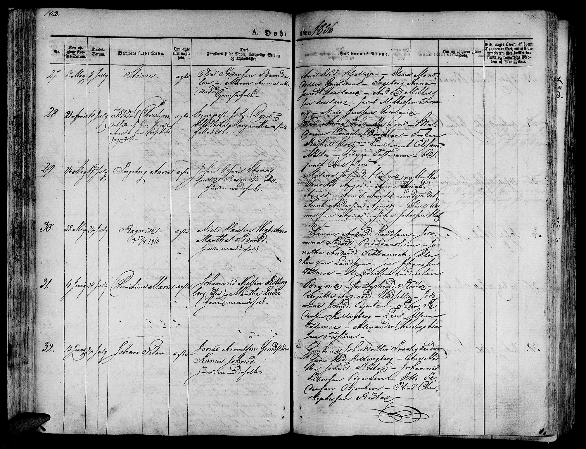 Ministerialprotokoller, klokkerbøker og fødselsregistre - Nord-Trøndelag, SAT/A-1458/701/L0006: Parish register (official) no. 701A06, 1825-1841, p. 102