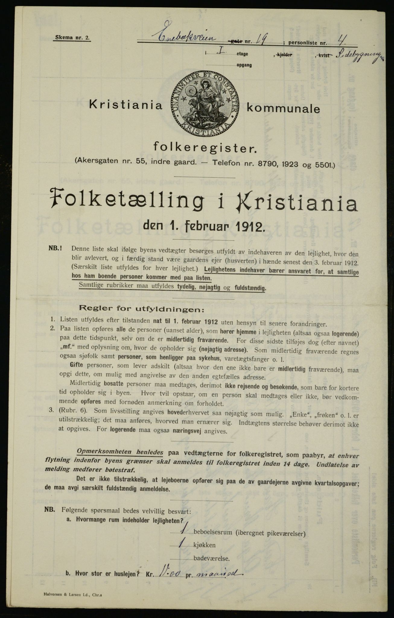 OBA, Municipal Census 1912 for Kristiania, 1912, p. 21096