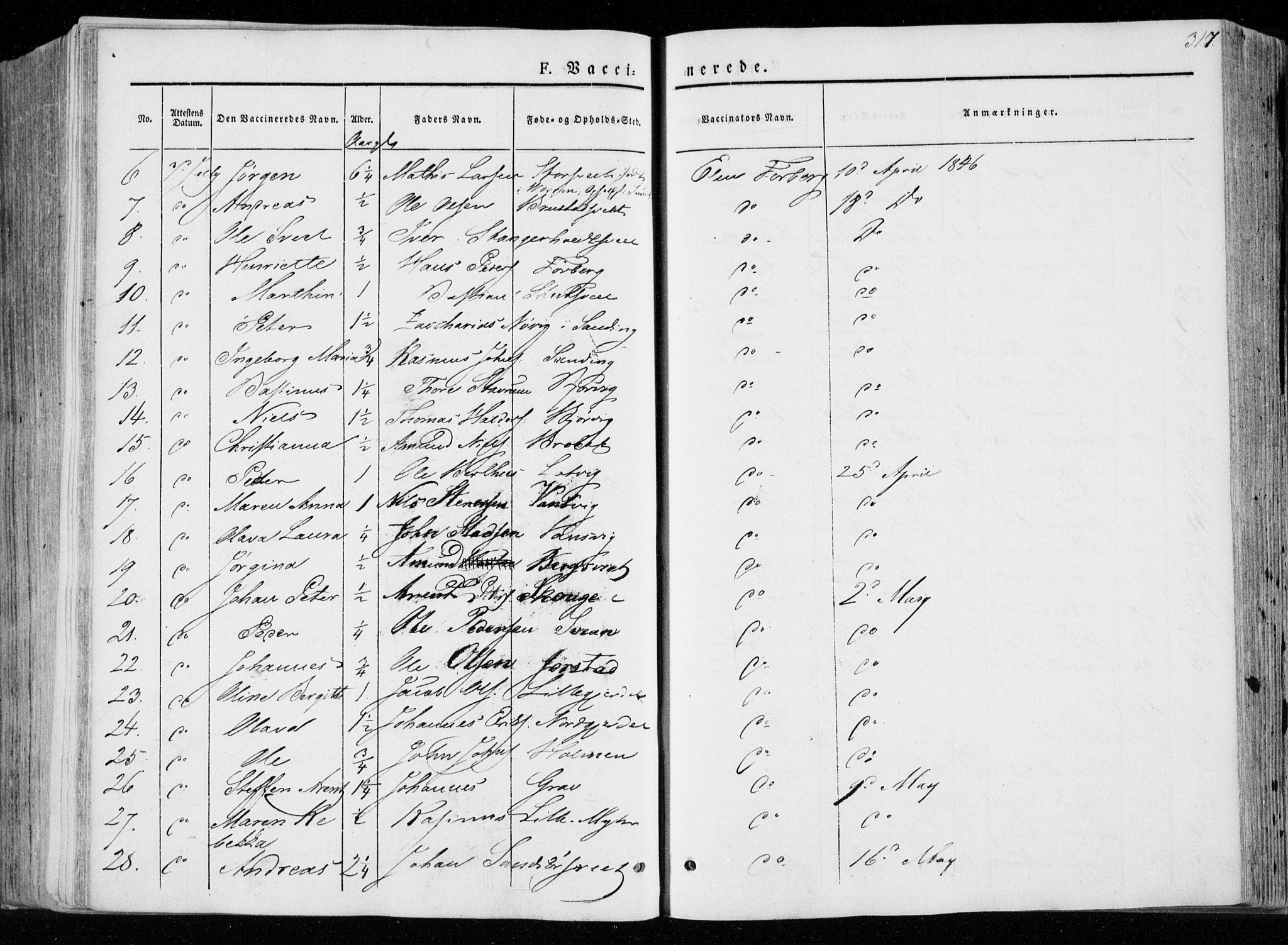 Ministerialprotokoller, klokkerbøker og fødselsregistre - Nord-Trøndelag, SAT/A-1458/722/L0218: Parish register (official) no. 722A05, 1843-1868, p. 317
