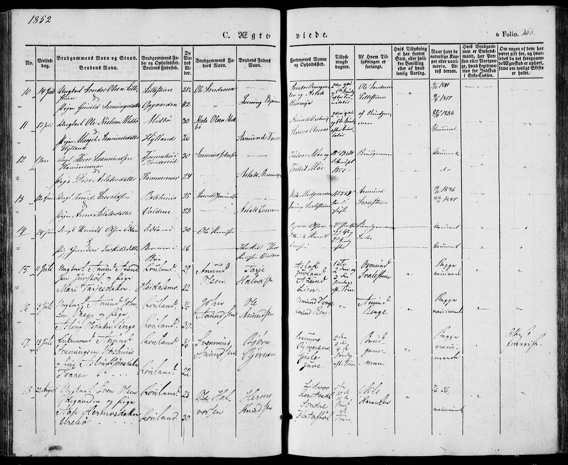 Vinje kirkebøker, SAKO/A-312/F/Fa/L0004: Parish register (official) no. I 4, 1843-1869, p. 268