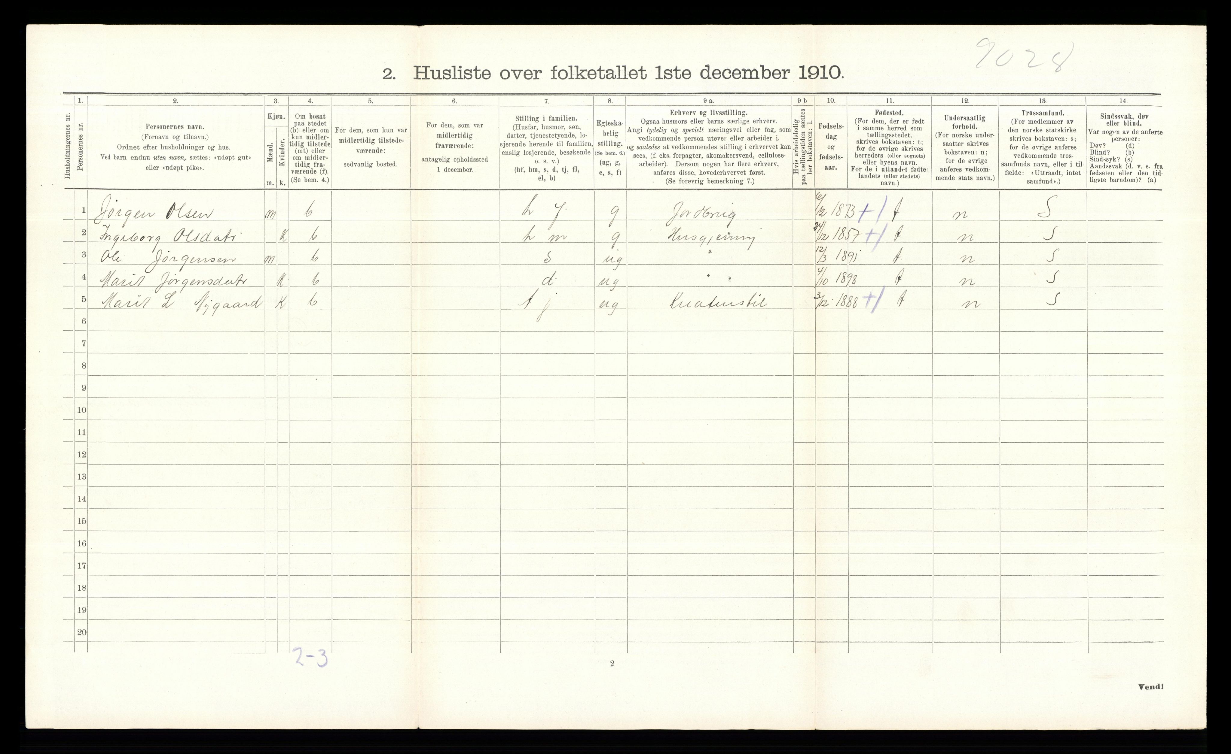 RA, 1910 census for Dovre, 1910, p. 684