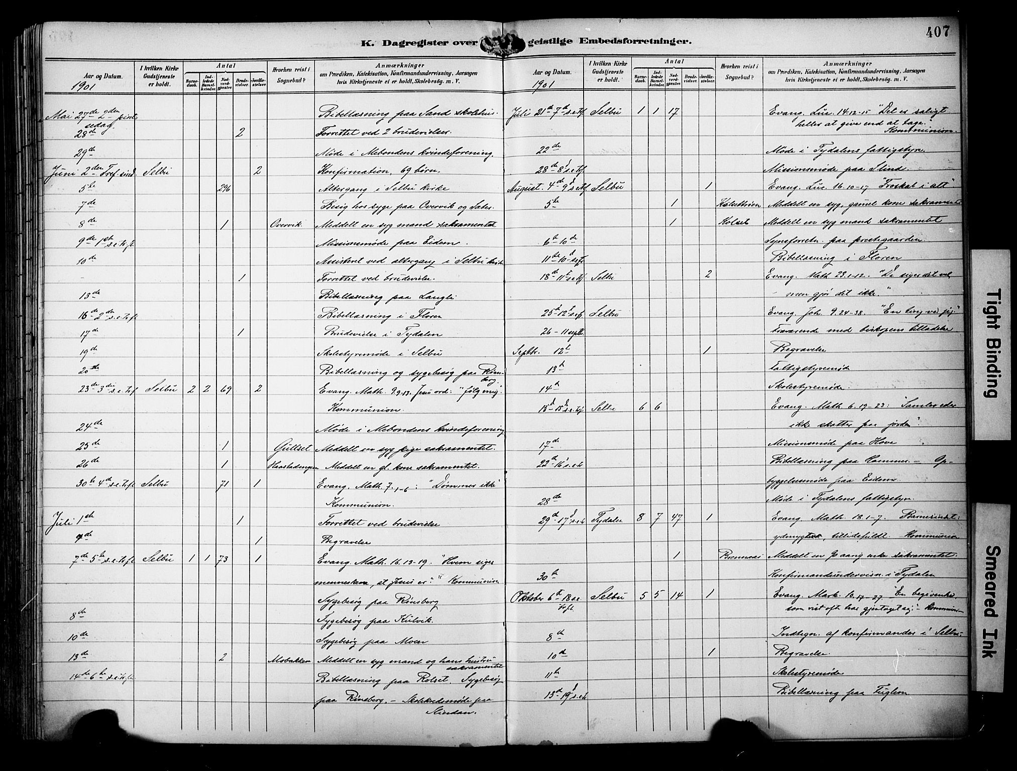Ministerialprotokoller, klokkerbøker og fødselsregistre - Sør-Trøndelag, SAT/A-1456/695/L1149: Parish register (official) no. 695A09, 1891-1902, p. 407