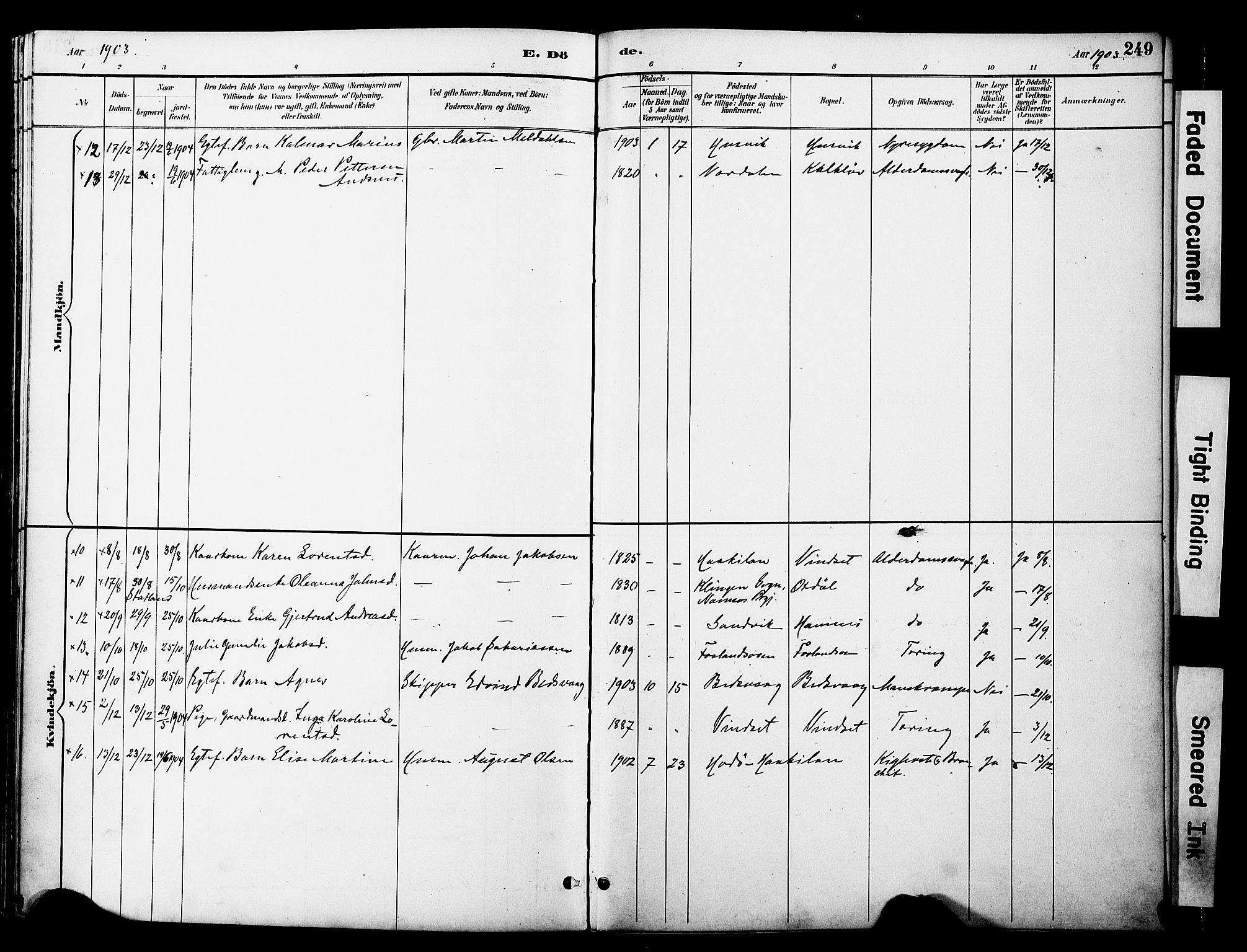 Ministerialprotokoller, klokkerbøker og fødselsregistre - Nord-Trøndelag, SAT/A-1458/774/L0628: Parish register (official) no. 774A02, 1887-1903, p. 249