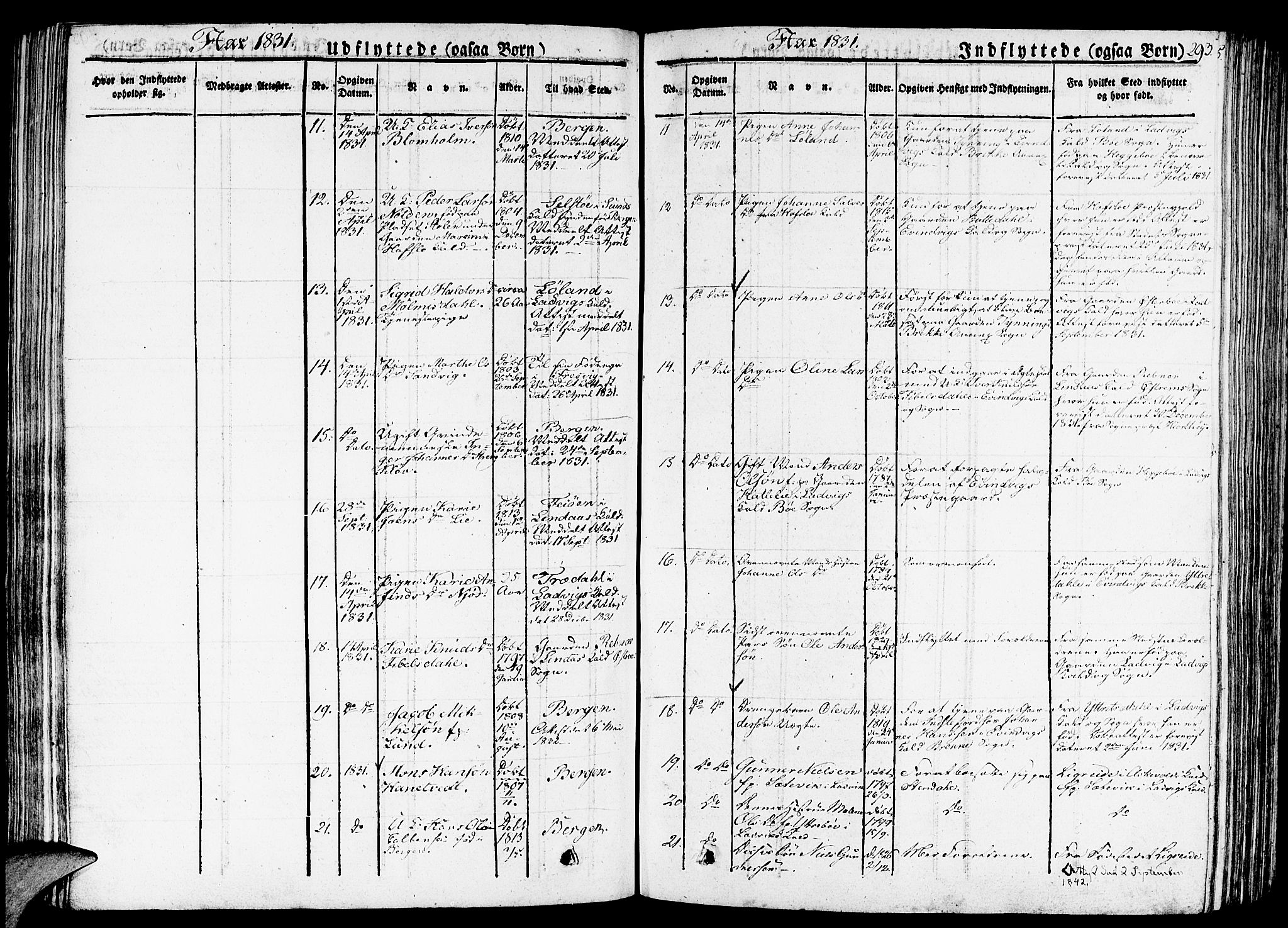 Gulen sokneprestembete, AV/SAB-A-80201/H/Haa/Haaa/L0019: Parish register (official) no. A 19, 1826-1836, p. 293