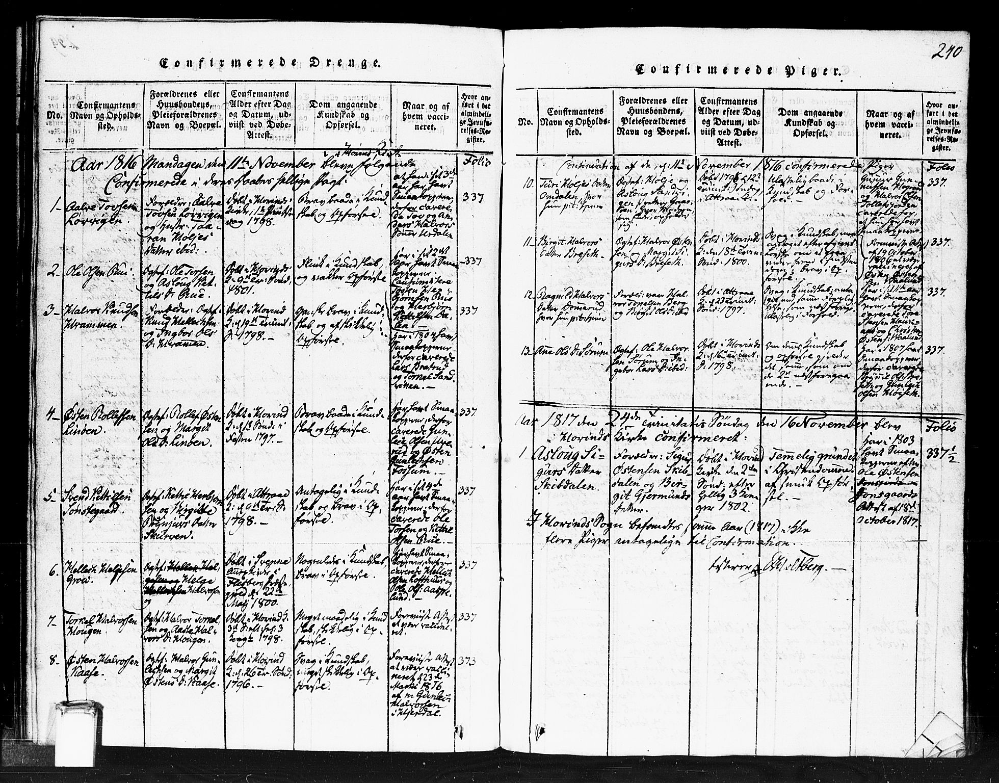 Gransherad kirkebøker, SAKO/A-267/F/Fb/L0002: Parish register (official) no. II 2, 1815-1843, p. 240