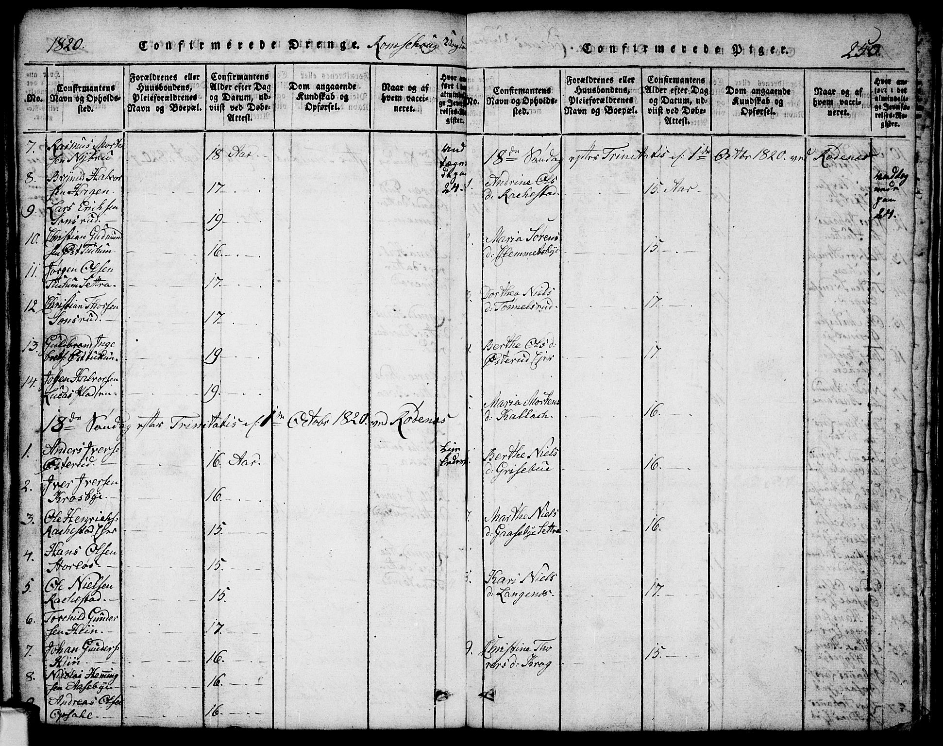 Rødenes prestekontor Kirkebøker, AV/SAO-A-2005/G/Ga/L0001: Parish register (copy) no.  I 1, 1814-1841, p. 250