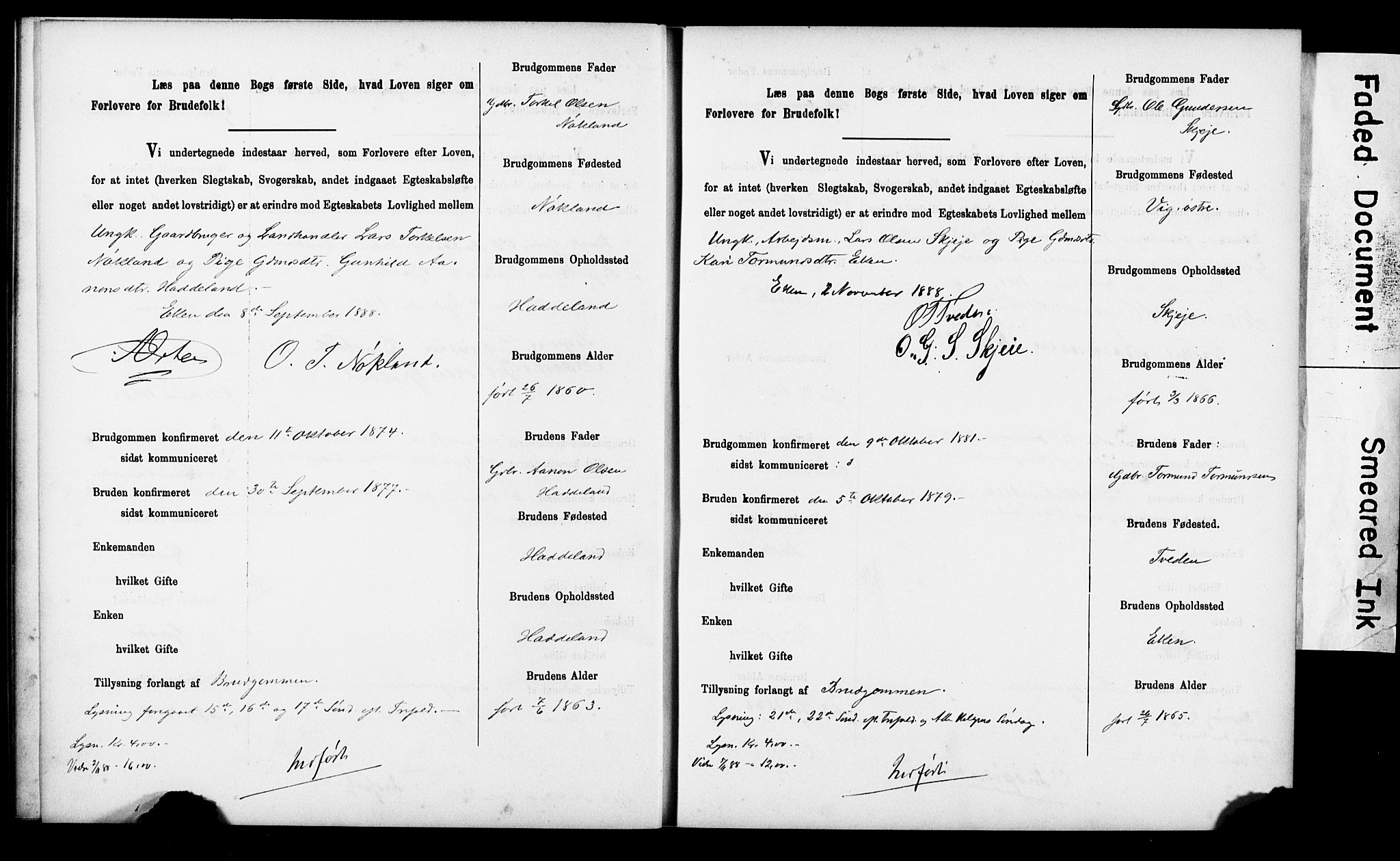 Tysvær sokneprestkontor, AV/SAST-A -101864/I/Ie/L0001: Banns register no. IX, 1886-1901