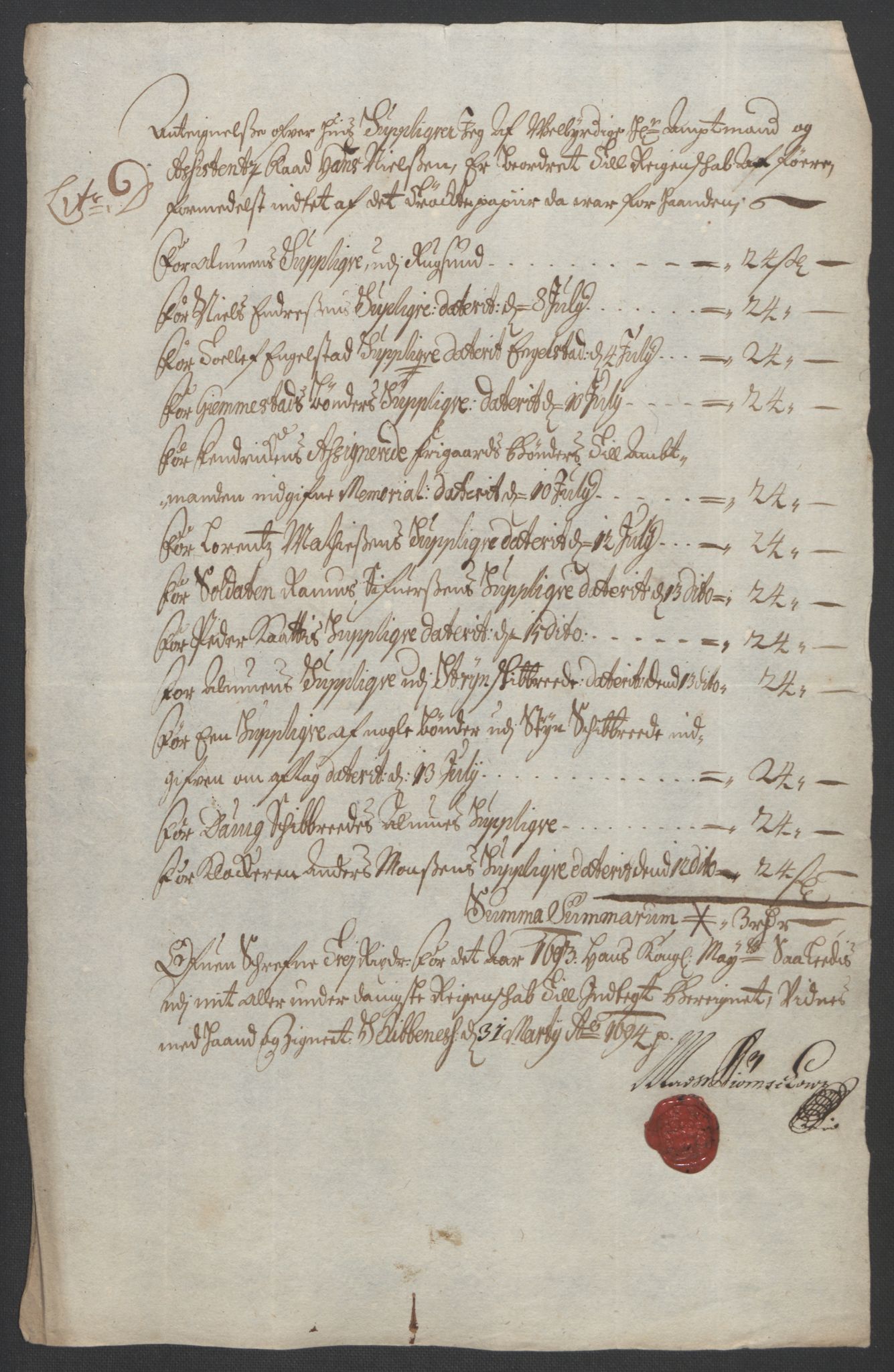 Rentekammeret inntil 1814, Reviderte regnskaper, Fogderegnskap, RA/EA-4092/R53/L3421: Fogderegnskap Sunn- og Nordfjord, 1693-1694, p. 203