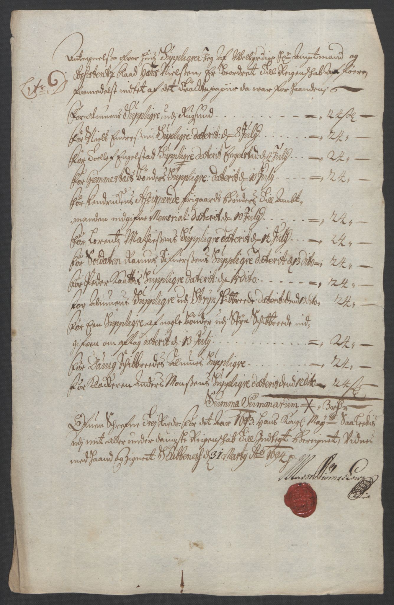 Rentekammeret inntil 1814, Reviderte regnskaper, Fogderegnskap, AV/RA-EA-4092/R53/L3421: Fogderegnskap Sunn- og Nordfjord, 1693-1694, p. 203